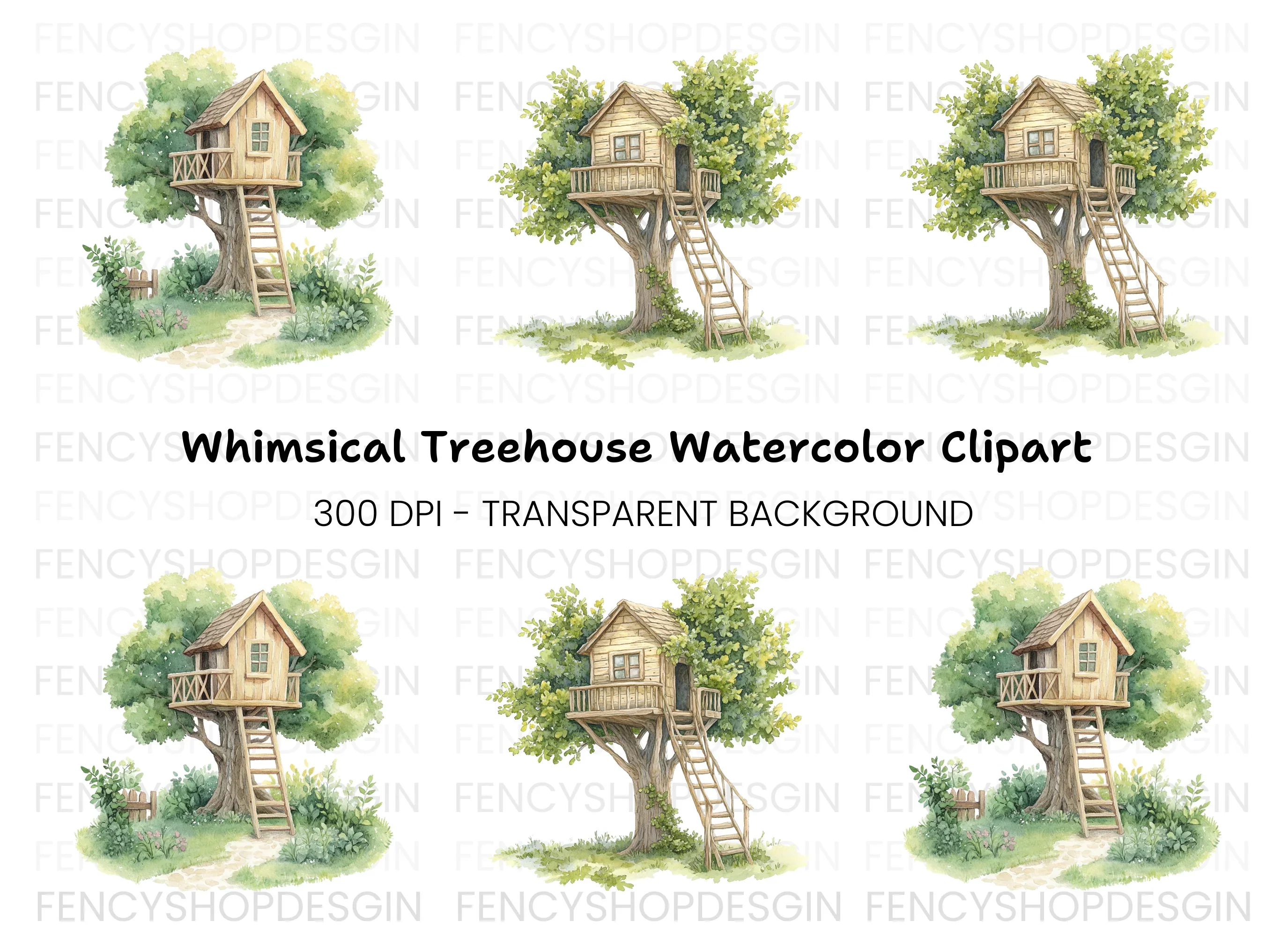 Charming Treehouse Clipart Bundle