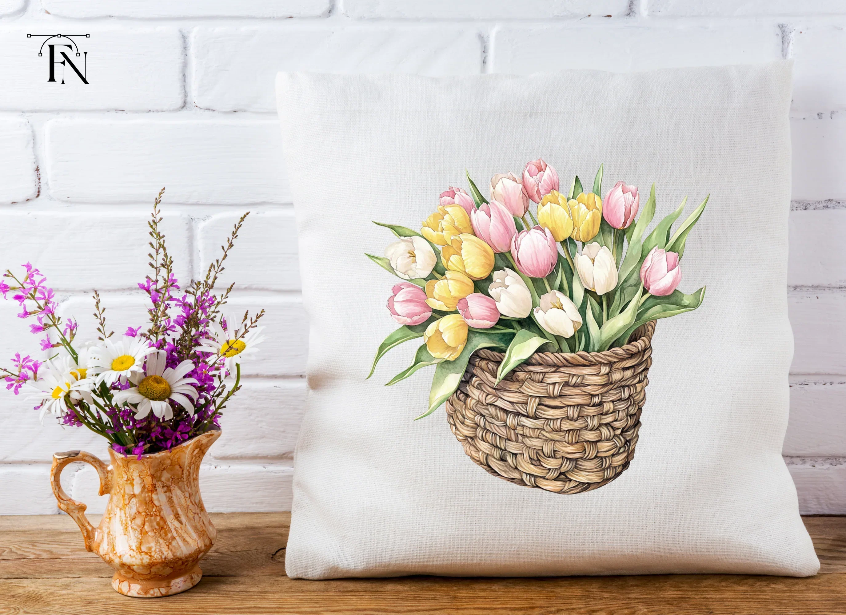 Charming Tulip Basket Clipart Bundle - Image 6