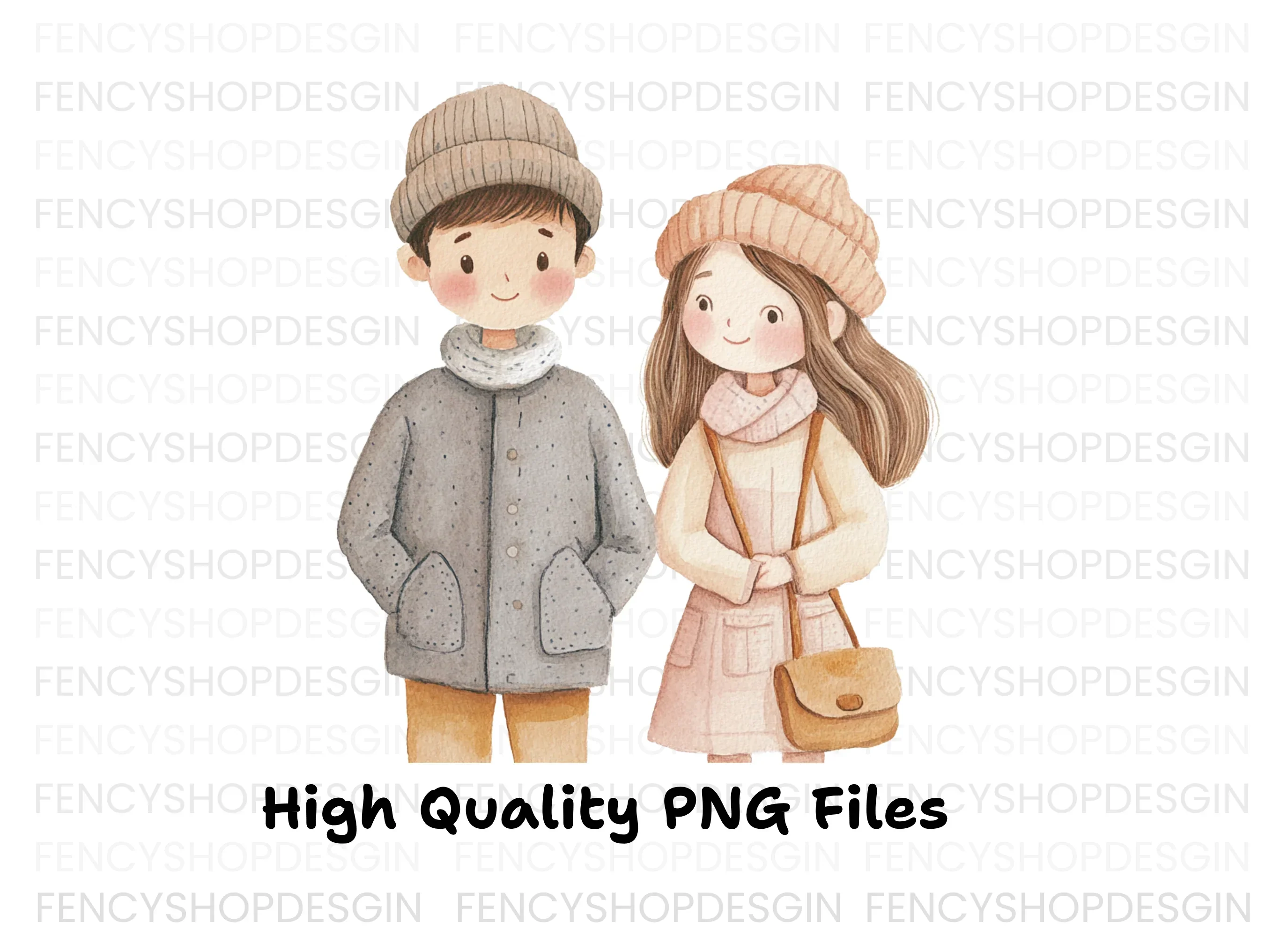 Charming Winter Couple Clipart Bundle - Image 2