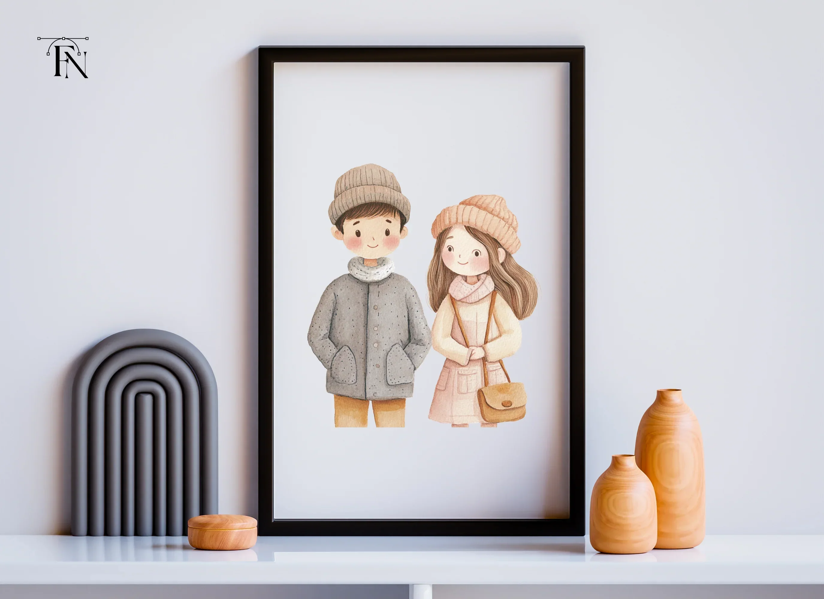 Charming Winter Couple Clipart Bundle - Image 3