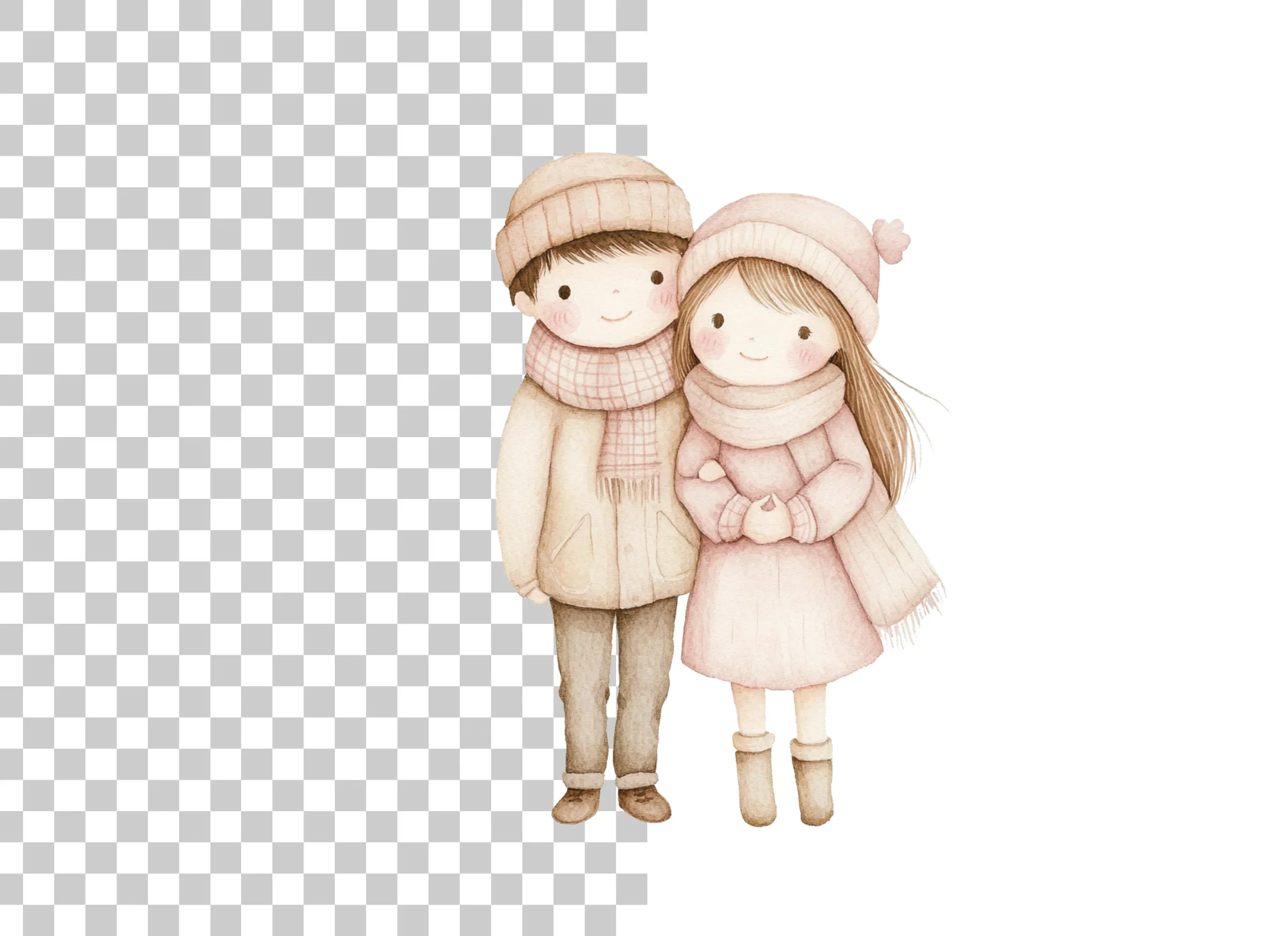 Charming Winter Couple Clipart Bundle - Image 2