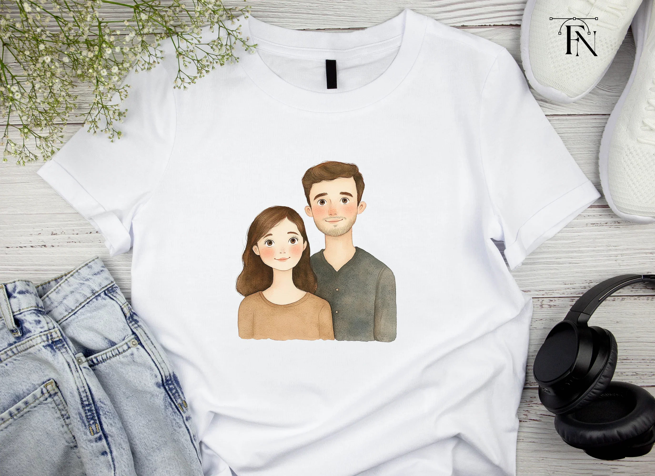 Charming Young Couple Portrait Clipart Bundle - Image 6