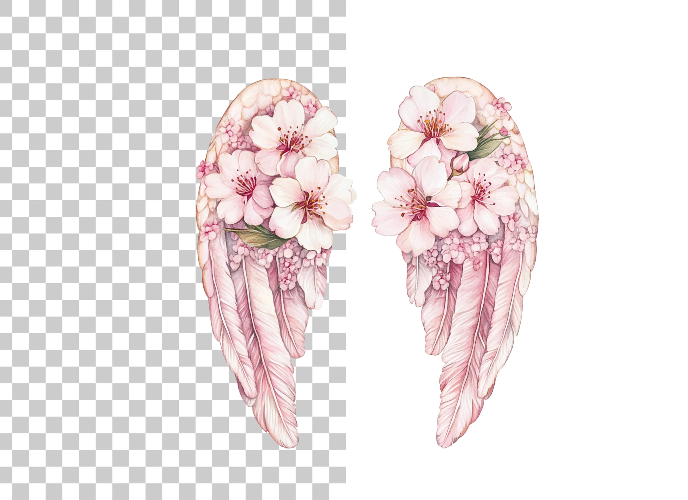 Cherry Blossom Angel Wings Clipart Bundle - Image 2