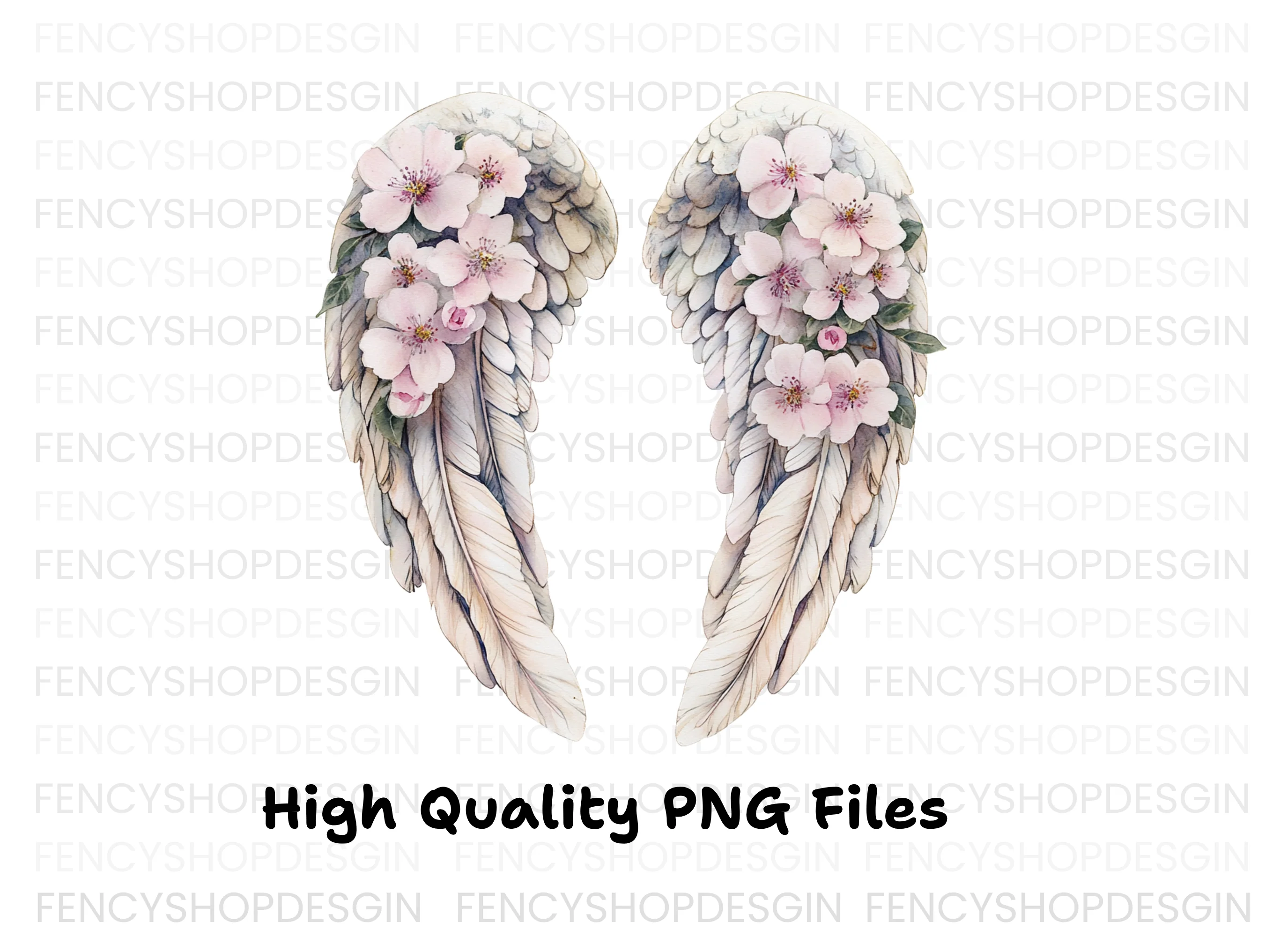 Cherry Blossom Angel Wings Clipart Bundle - Image 3