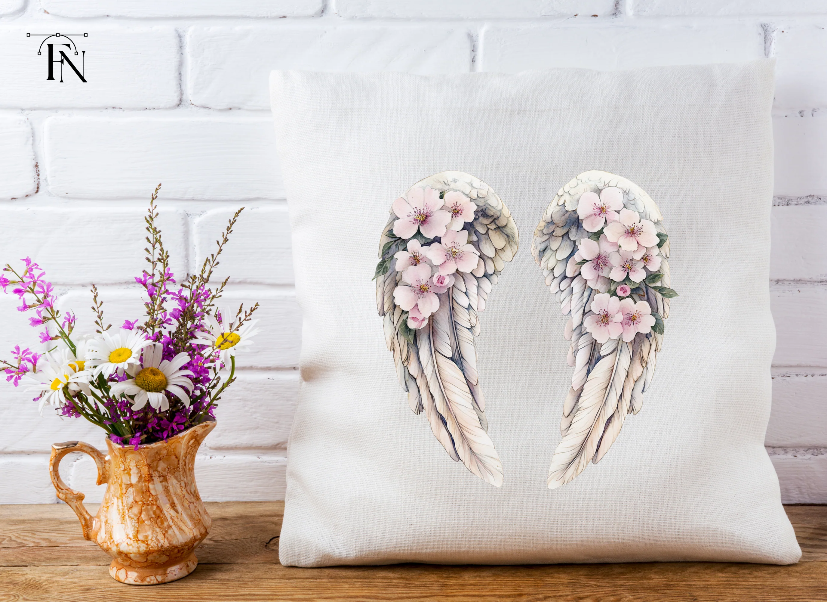 Cherry Blossom Angel Wings Clipart Bundle - Image 5