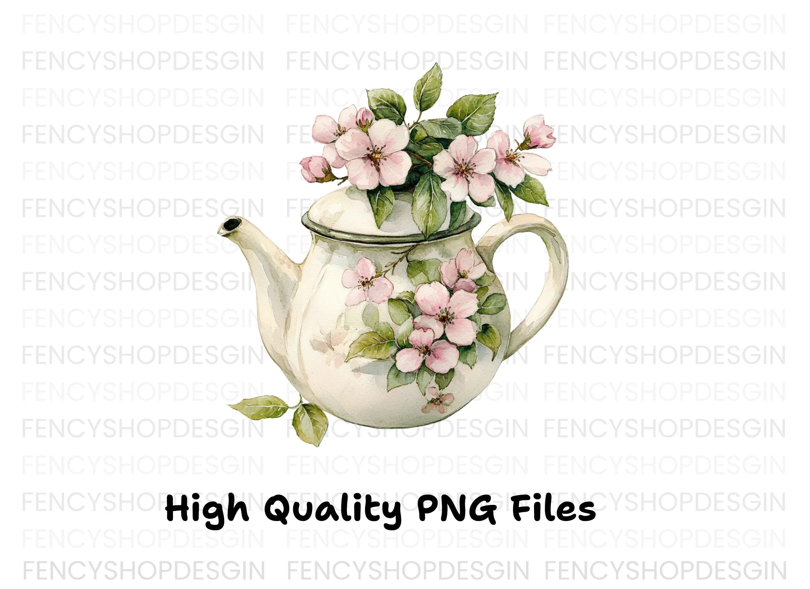 Cherry Blossom Teapots Clipart Bundle - Image 3