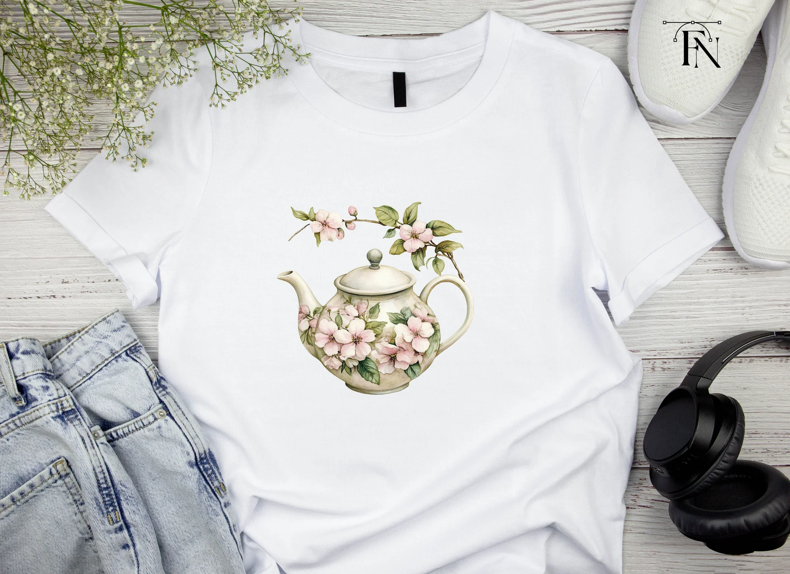 Cherry Blossom Teapots Clipart Bundle - Image 4
