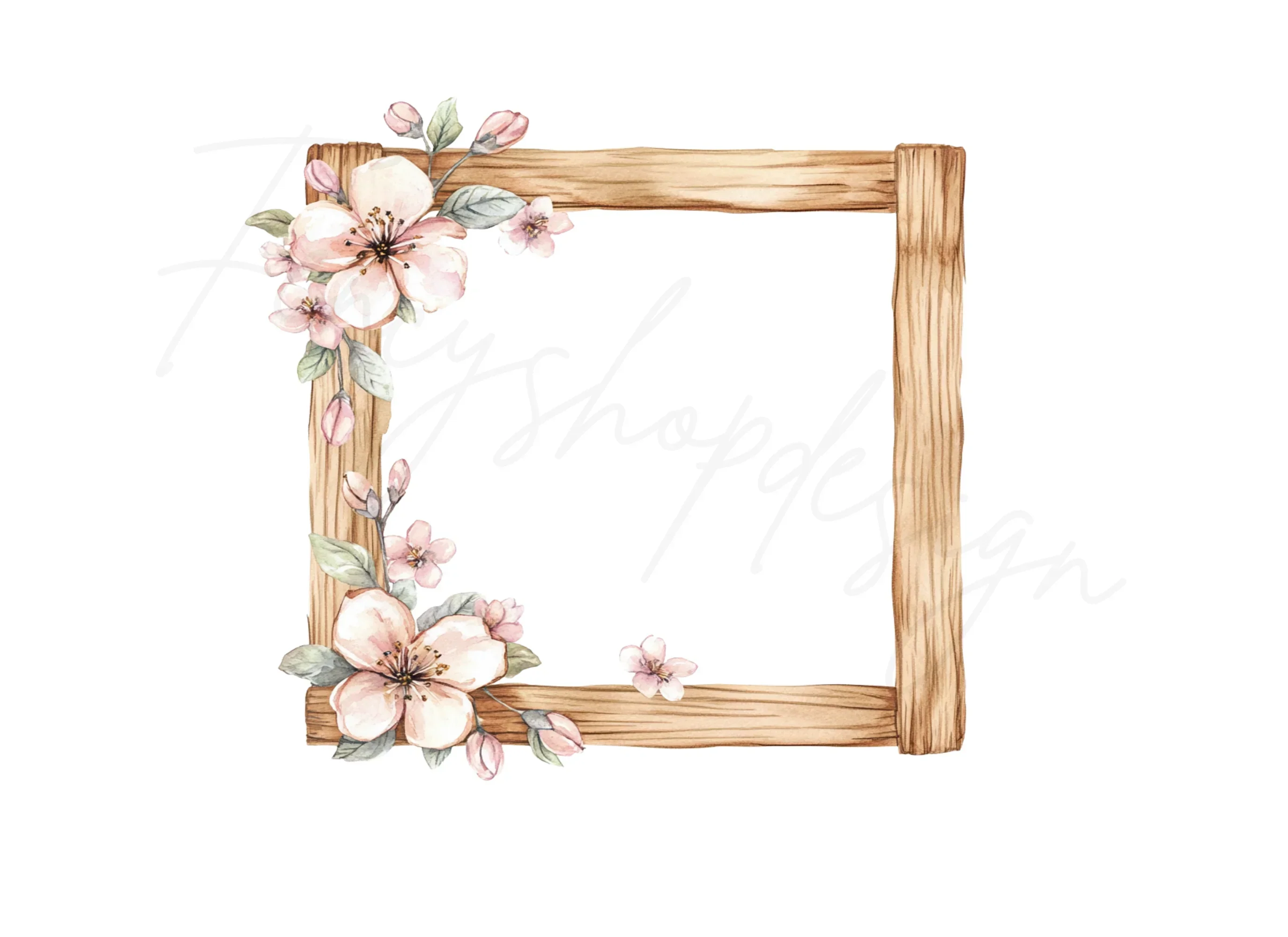 Cherry Blossom Wood Frame Clipart Bundle - Image 2