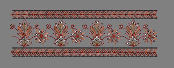 Chevron Border Orange Embroidery Design