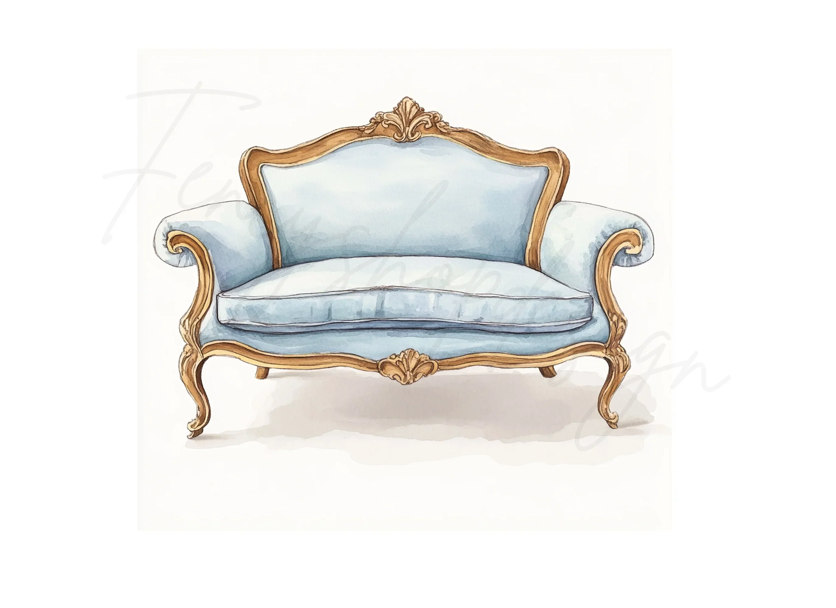 Chic Blue French Armchair Clipart Bundle - Image 2
