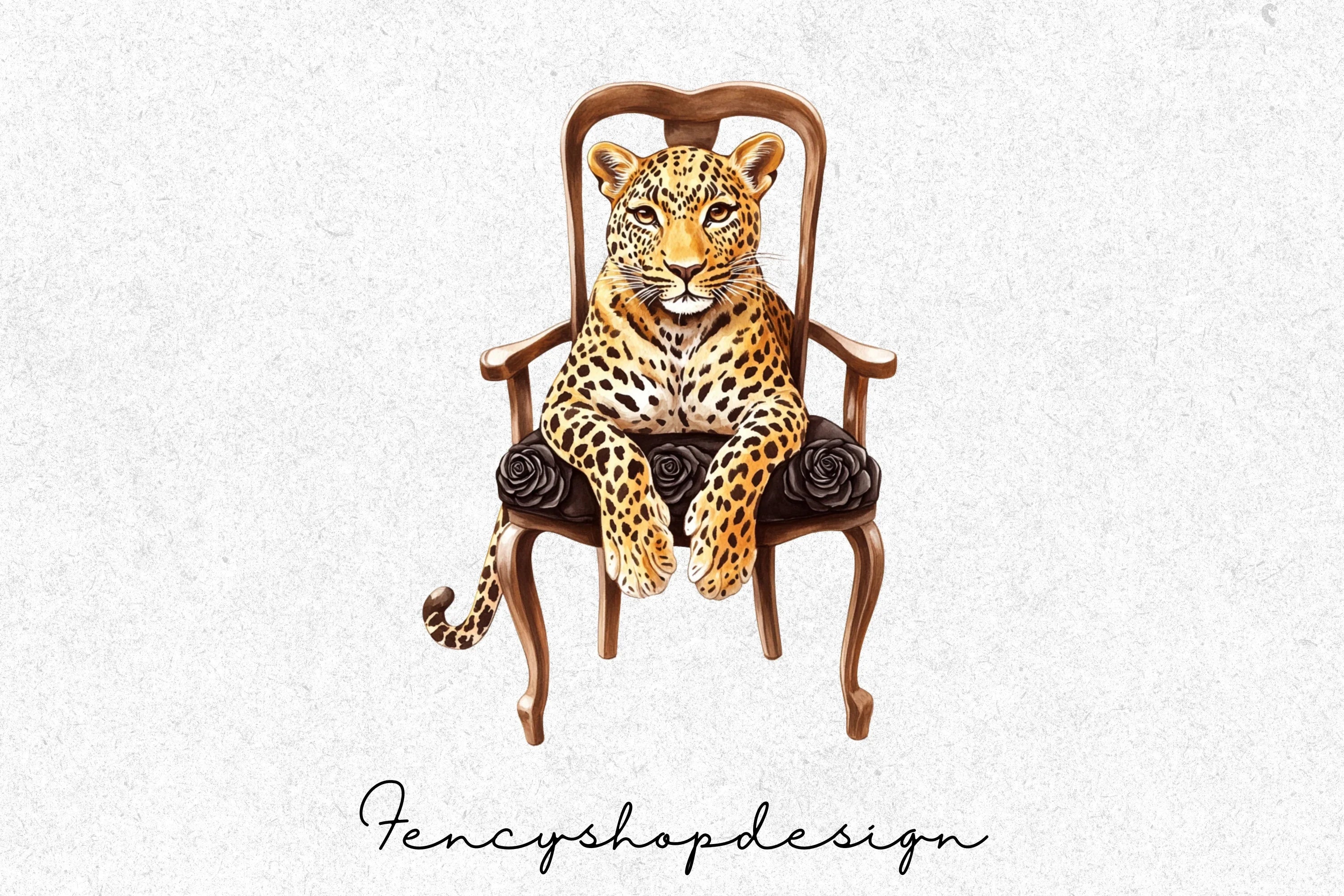 Chic Leopard in Chair Clipart Bundle - Image 2