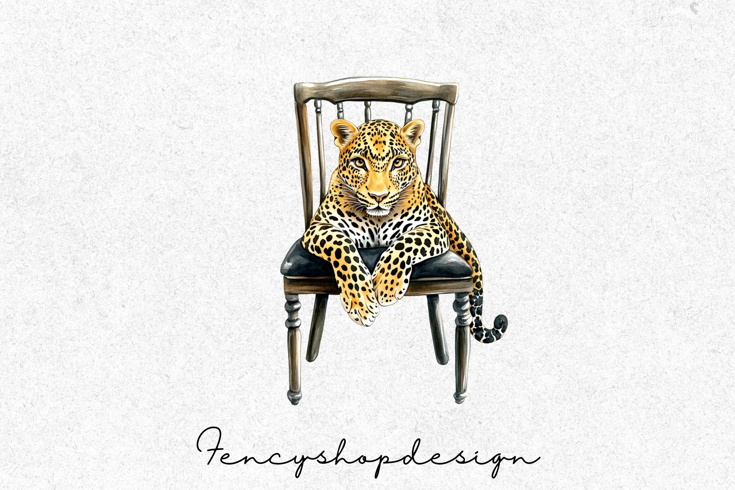 Chic Leopard in Chair Clipart Bundle - Image 7