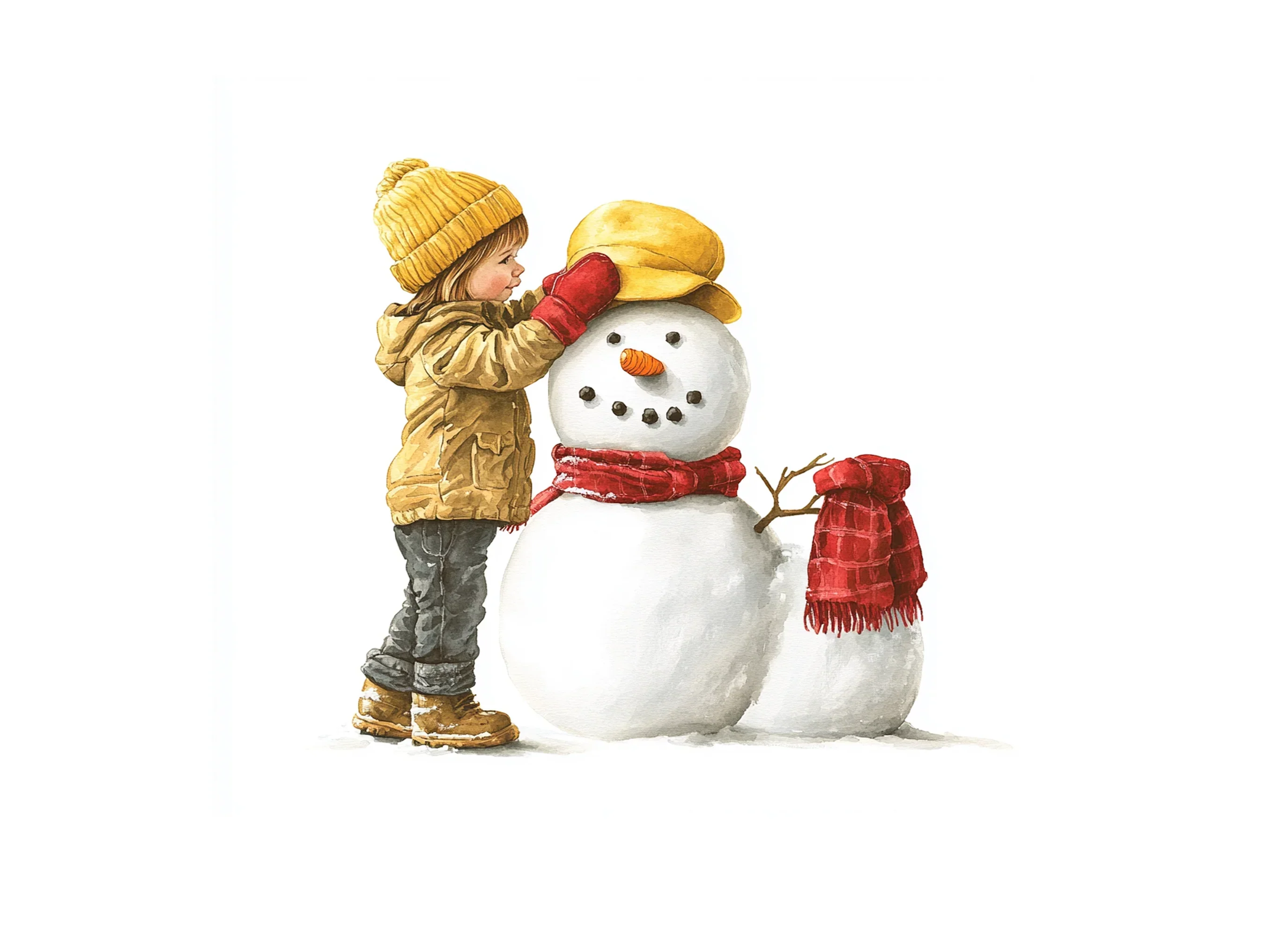 Children Building Snowman Clipart Bundle - Image 3