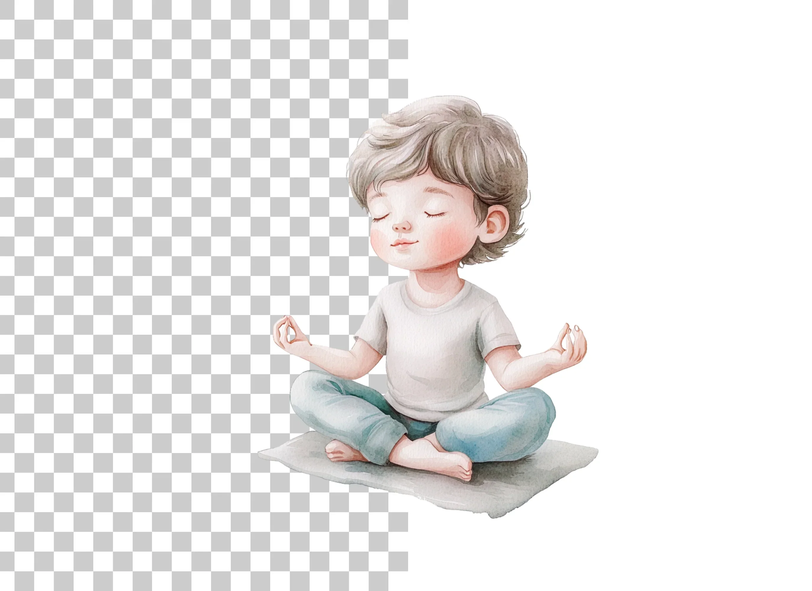 Children Meditating Clipart Bundle - Image 5