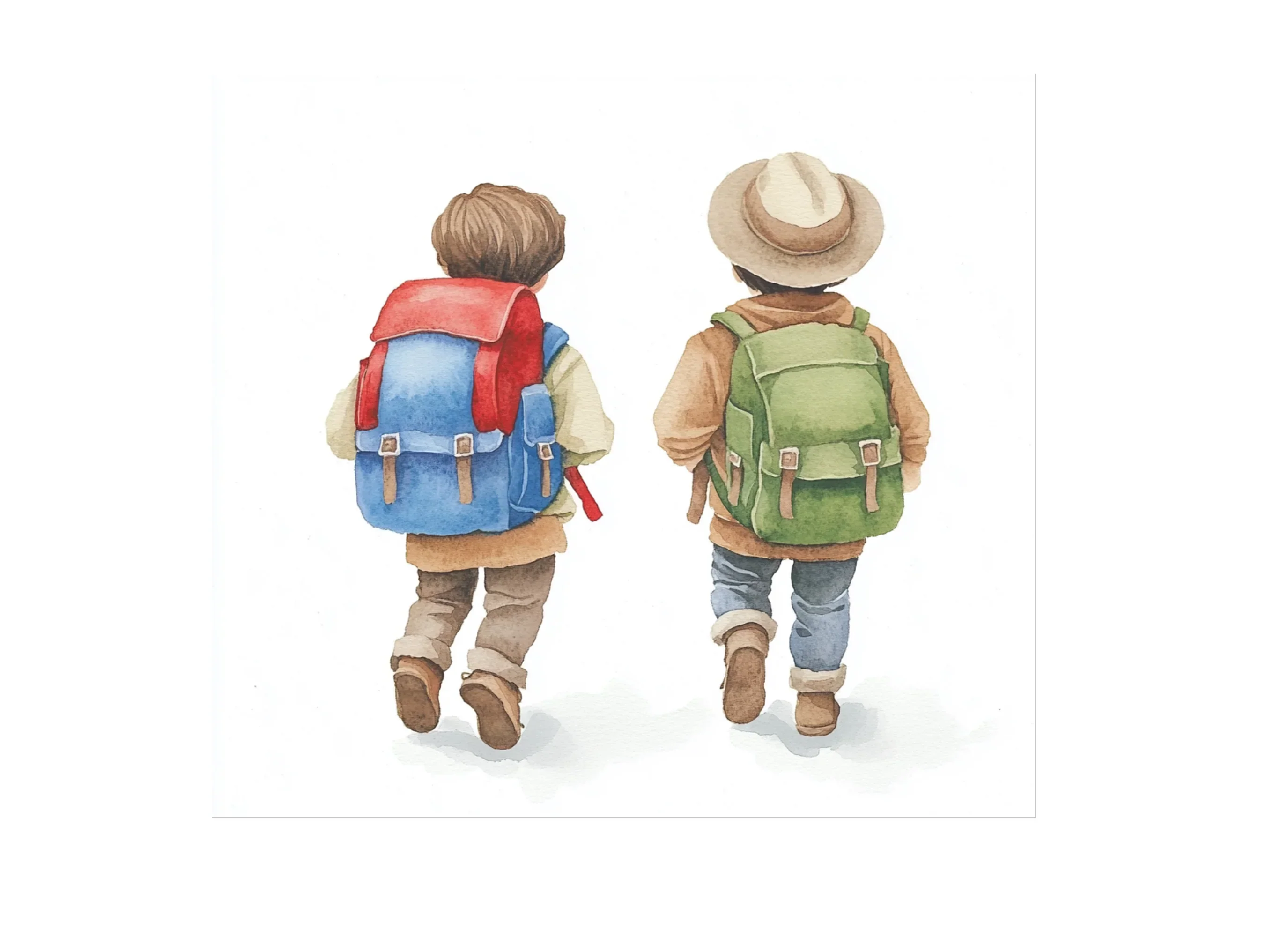 Children Walking with Backpacks Clipart Bundle - Image 2