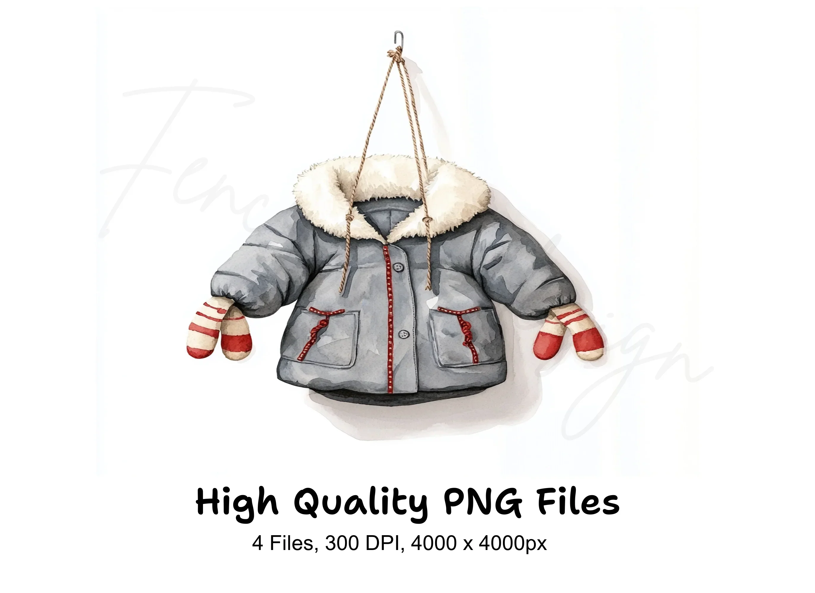 Children's Winter Coat and Mittens Clipart Bundle