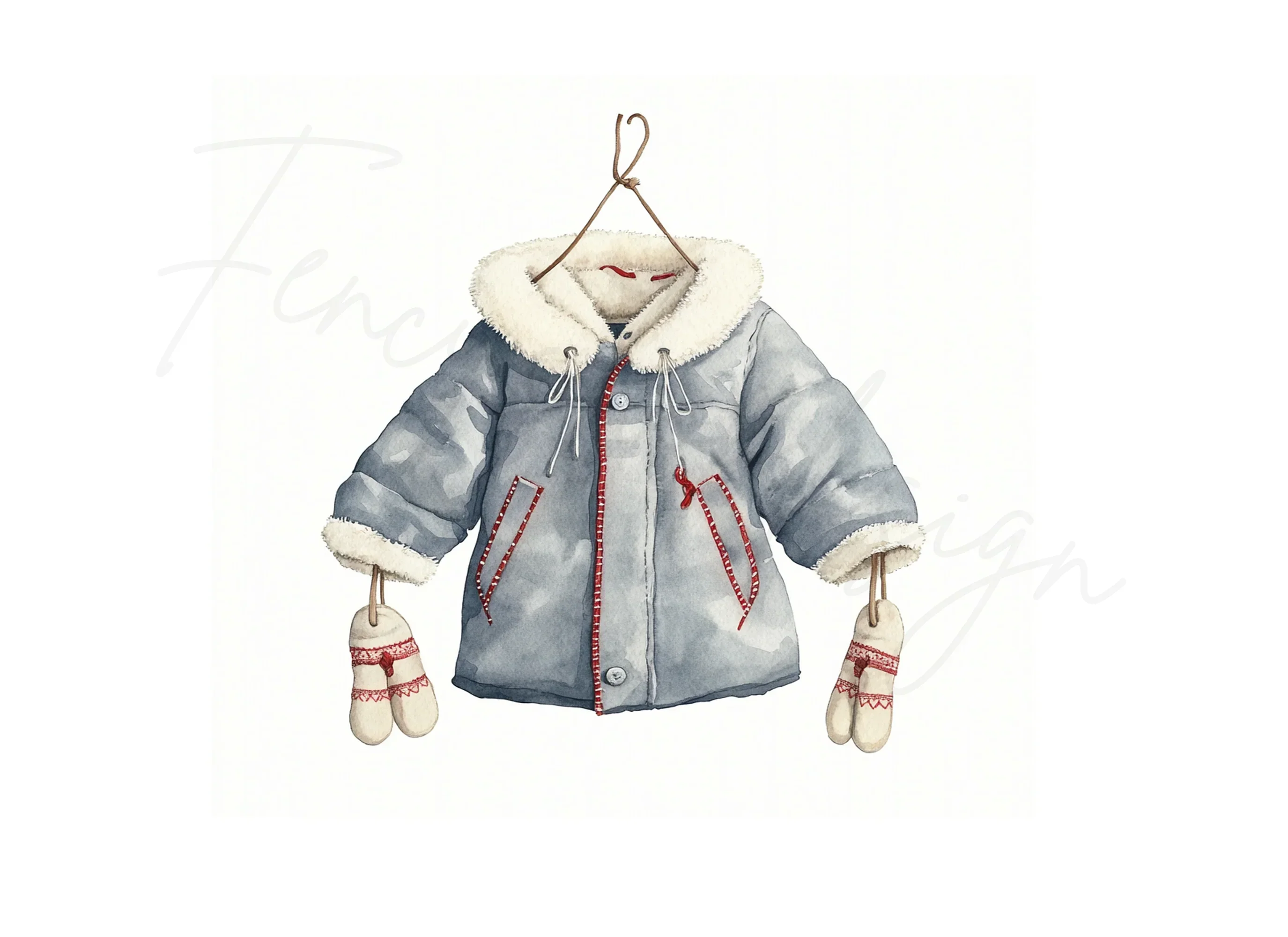 Children's Winter Coat and Mittens Clipart Bundle - Image 3