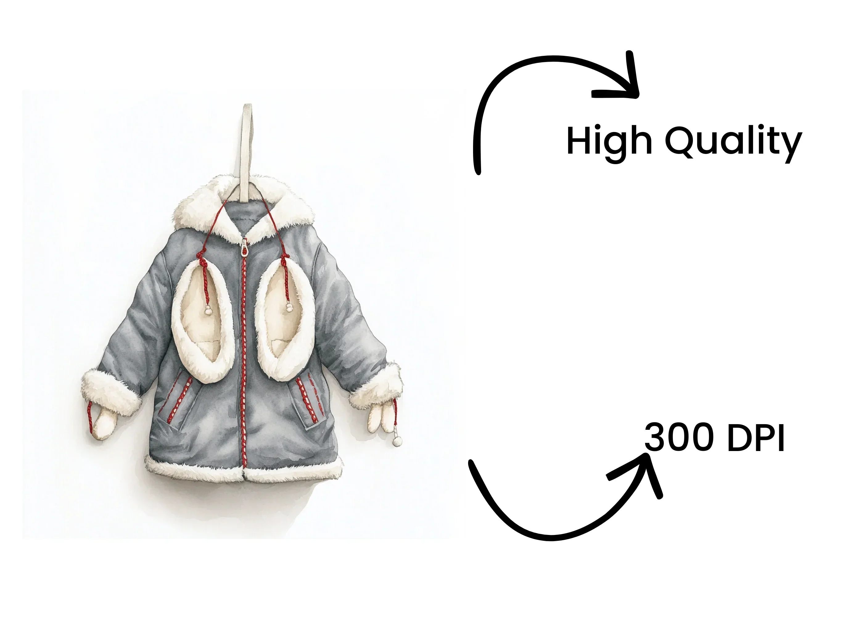 Children's Winter Coat and Mittens Clipart Bundle - Image 4