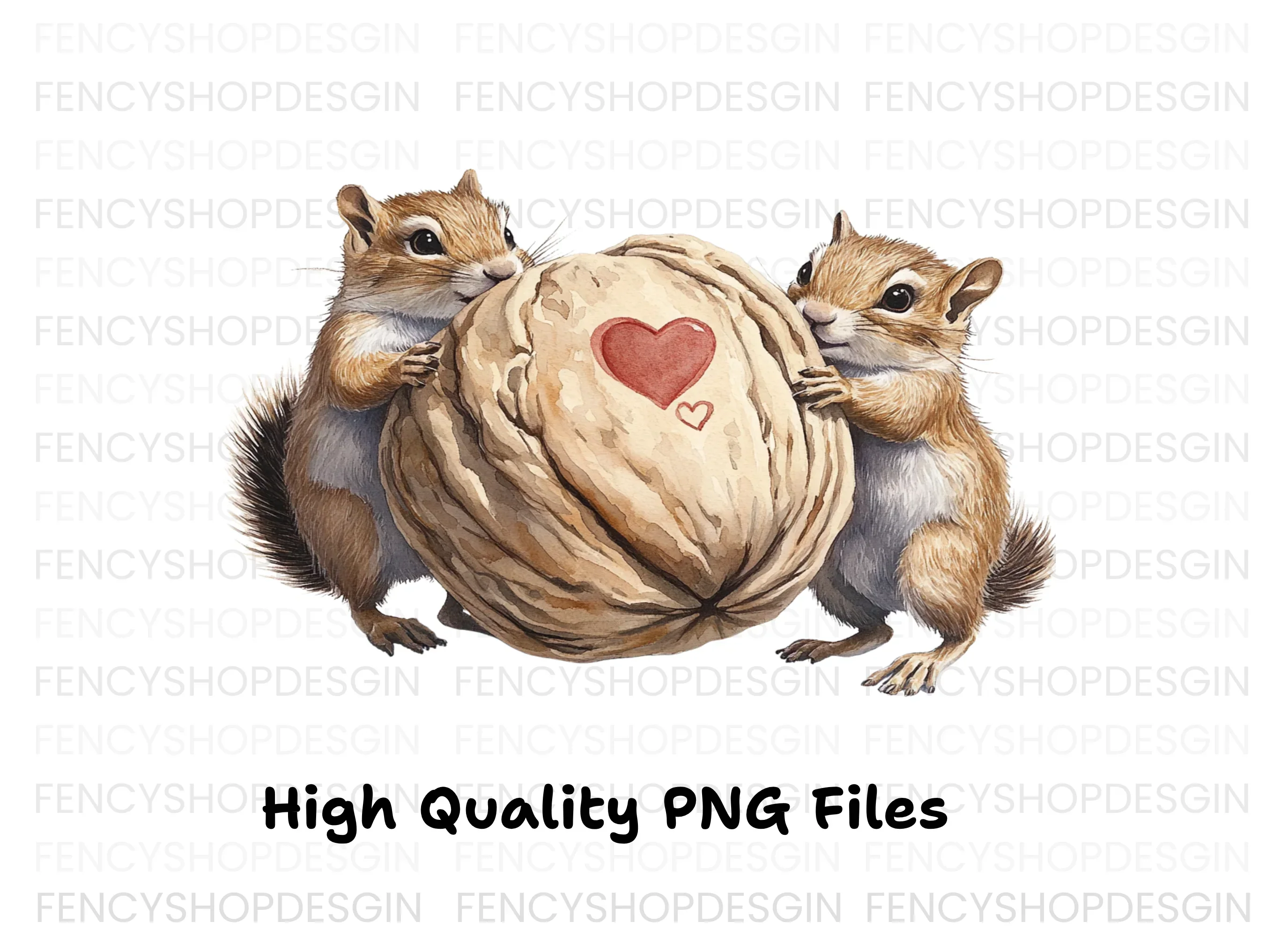 Chipmunk Couple Heart Nut Clipart Bundle - Image 3