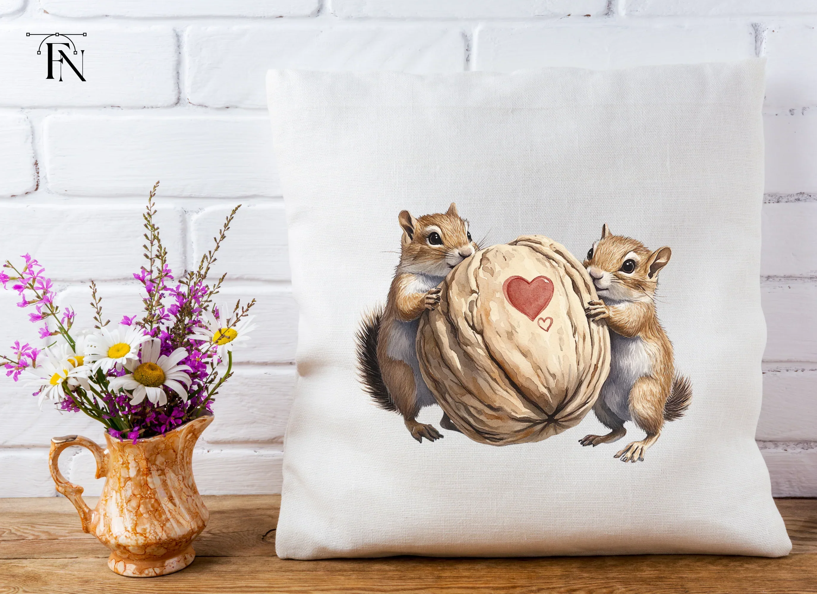 Chipmunk Couple Heart Nut Clipart Bundle - Image 4