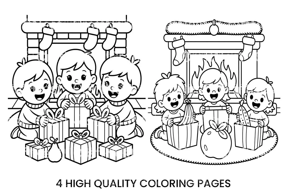 Christmas and Fruit Basket Coloring Books
