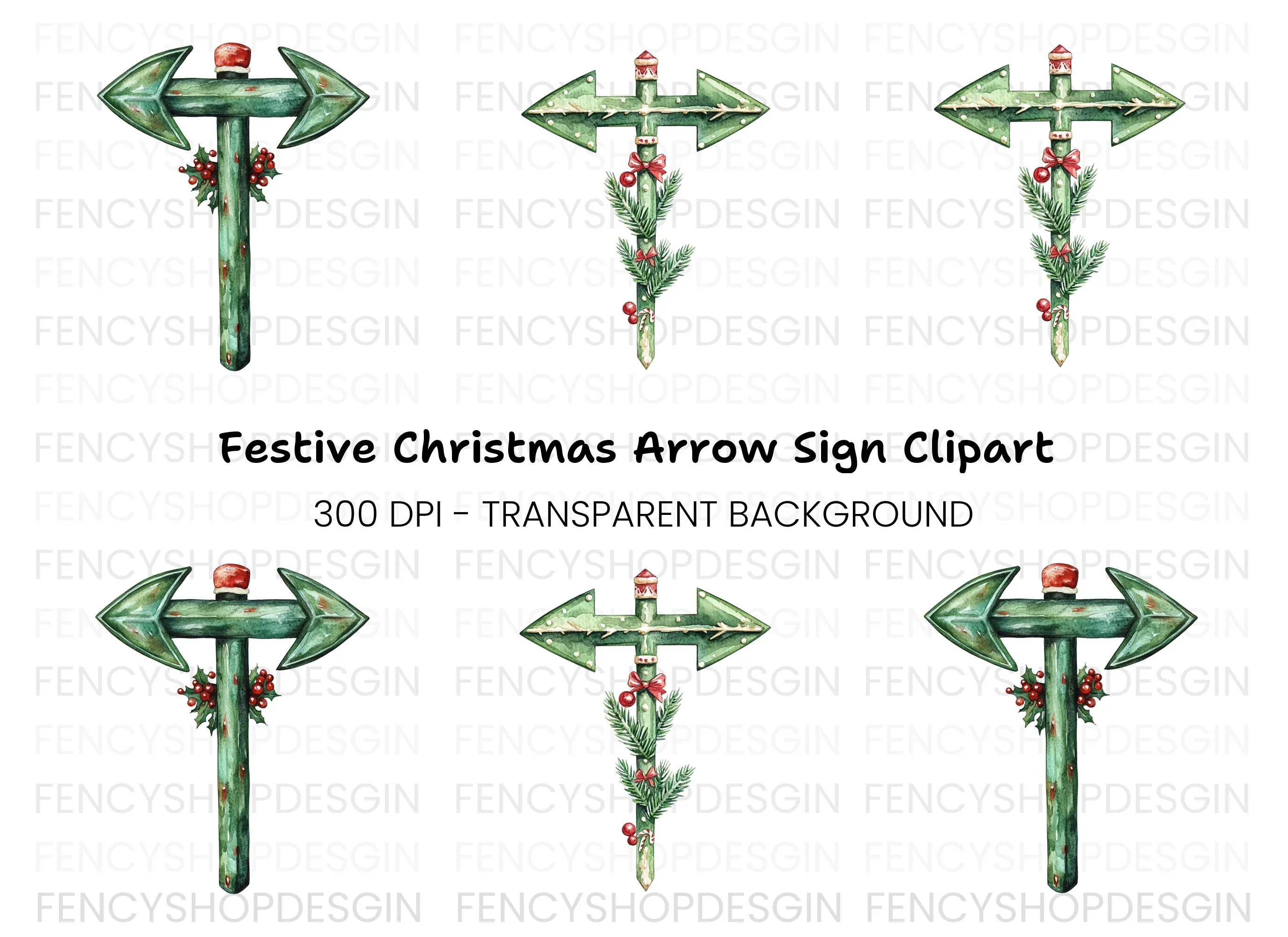Christmas Arrow Sign Clipart Bundle