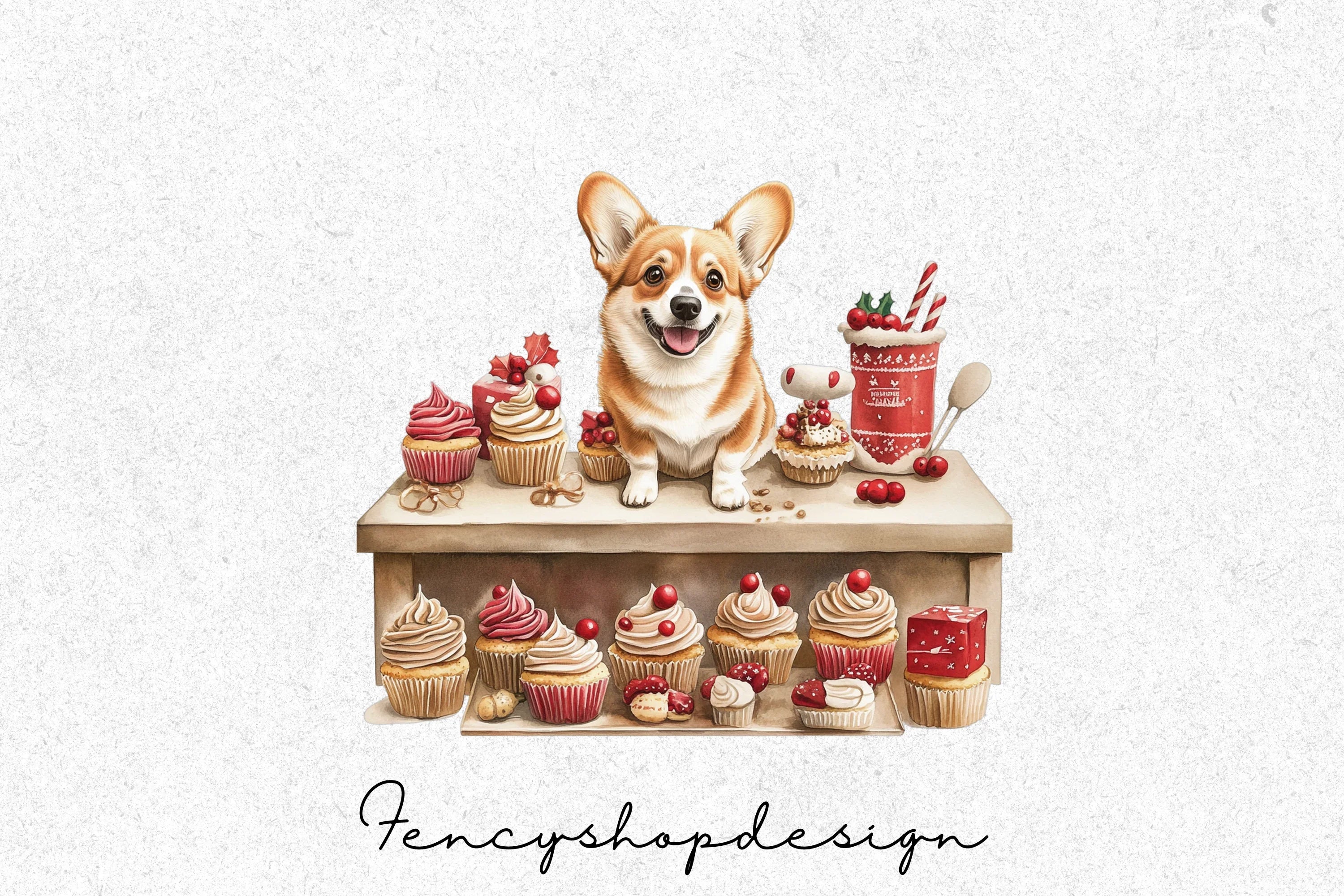 Christmas Bakery Corgi Clipart Bundle - Image 2