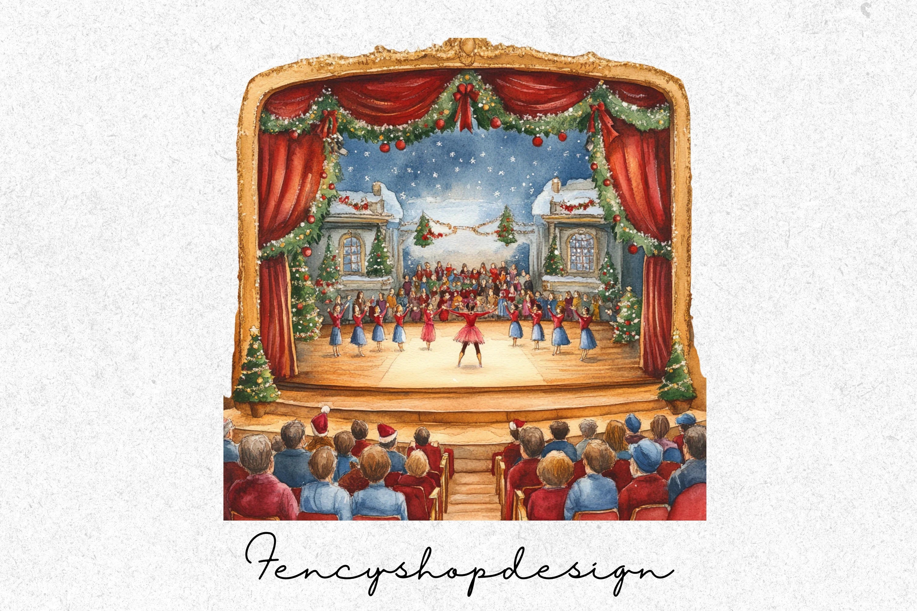 Christmas Ballet Stage Performance Clipart Bundle - Image 6