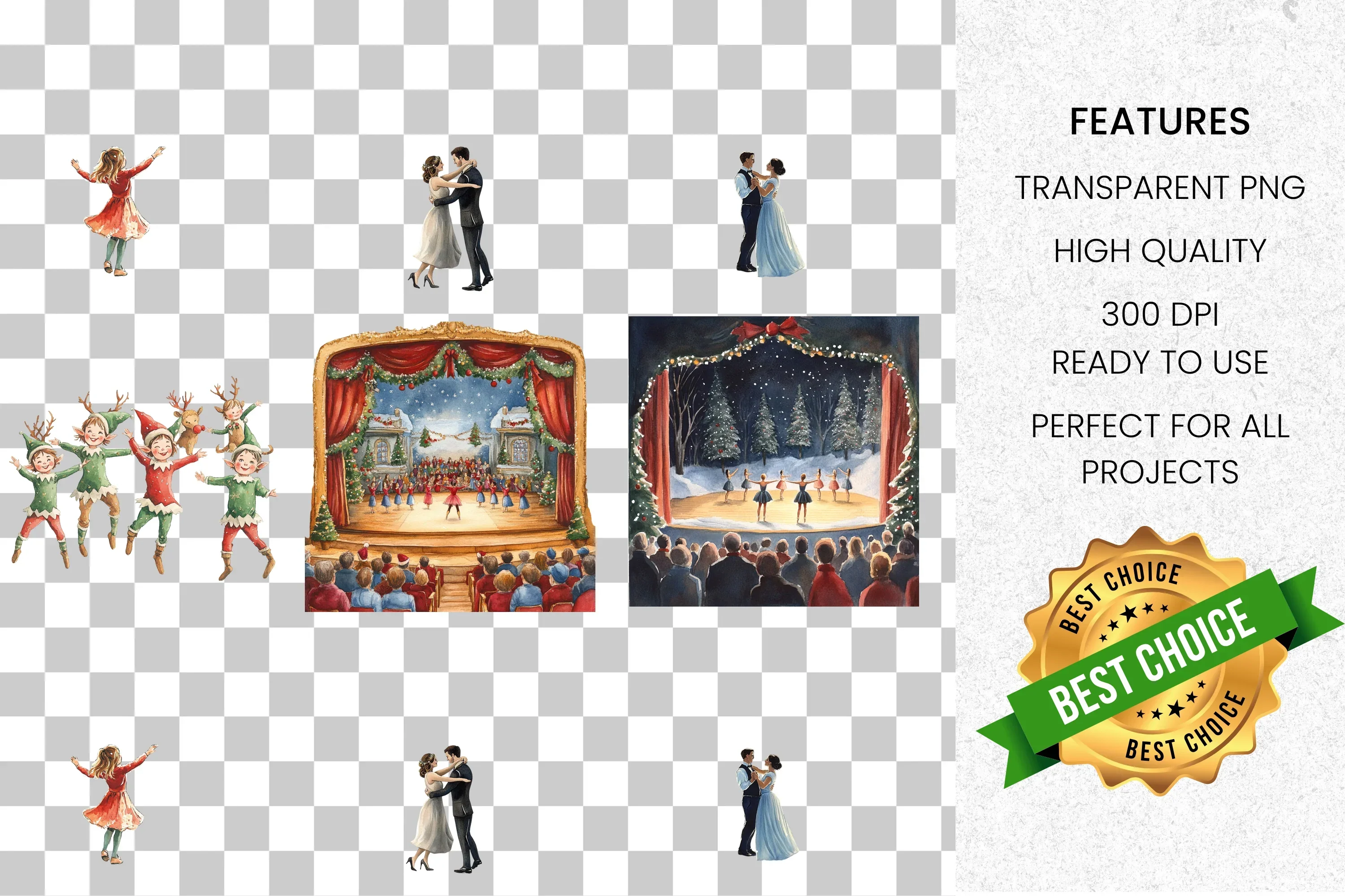 Christmas Ballet Stage Performance Clipart Bundle - Image 8