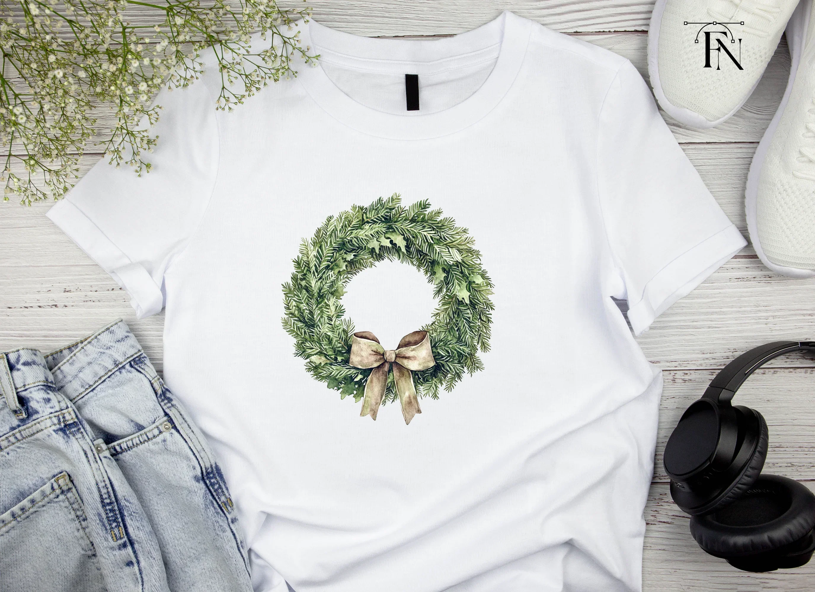 Christmas Bay Leaf Wreaths Clipart Bundle - Image 4