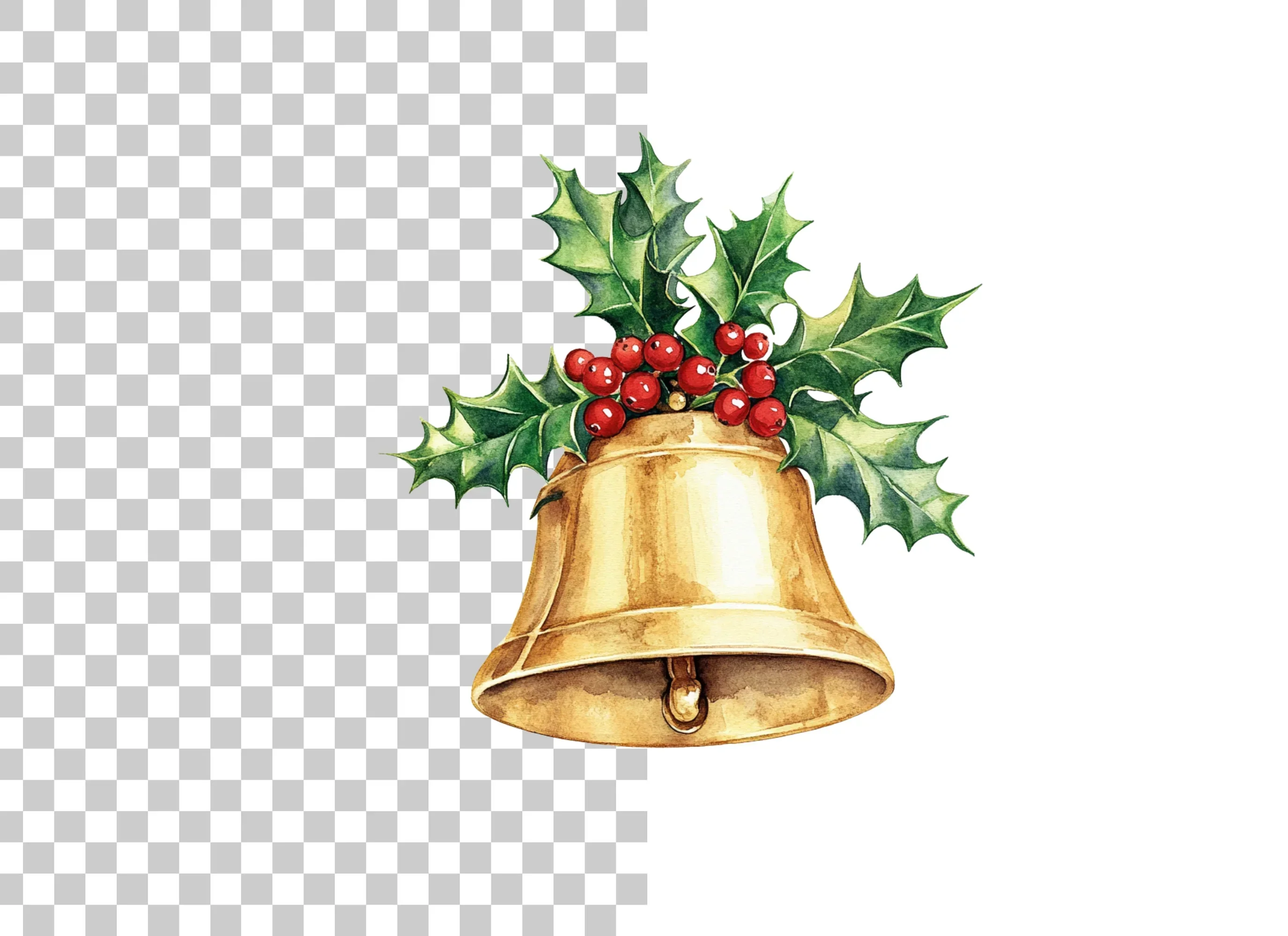 Christmas Bells and Holly Clipart Bundle - Image 2