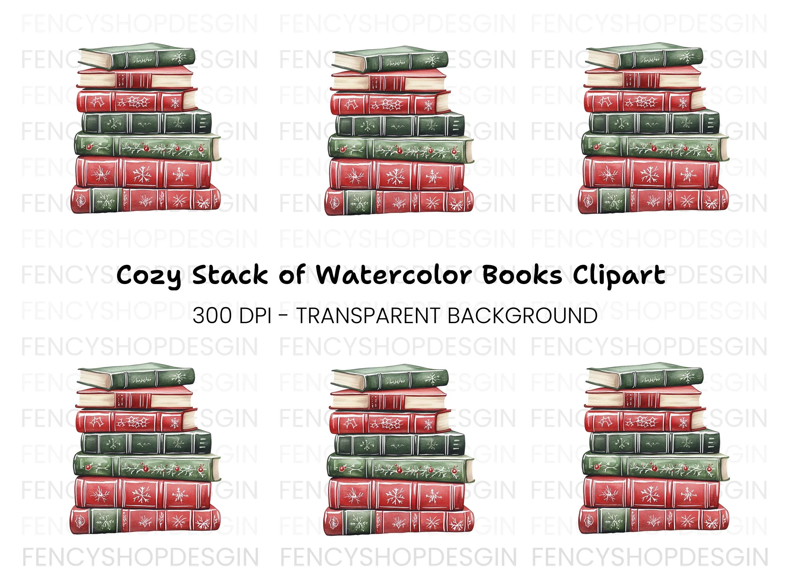Christmas Books Stack Clipart Bundle