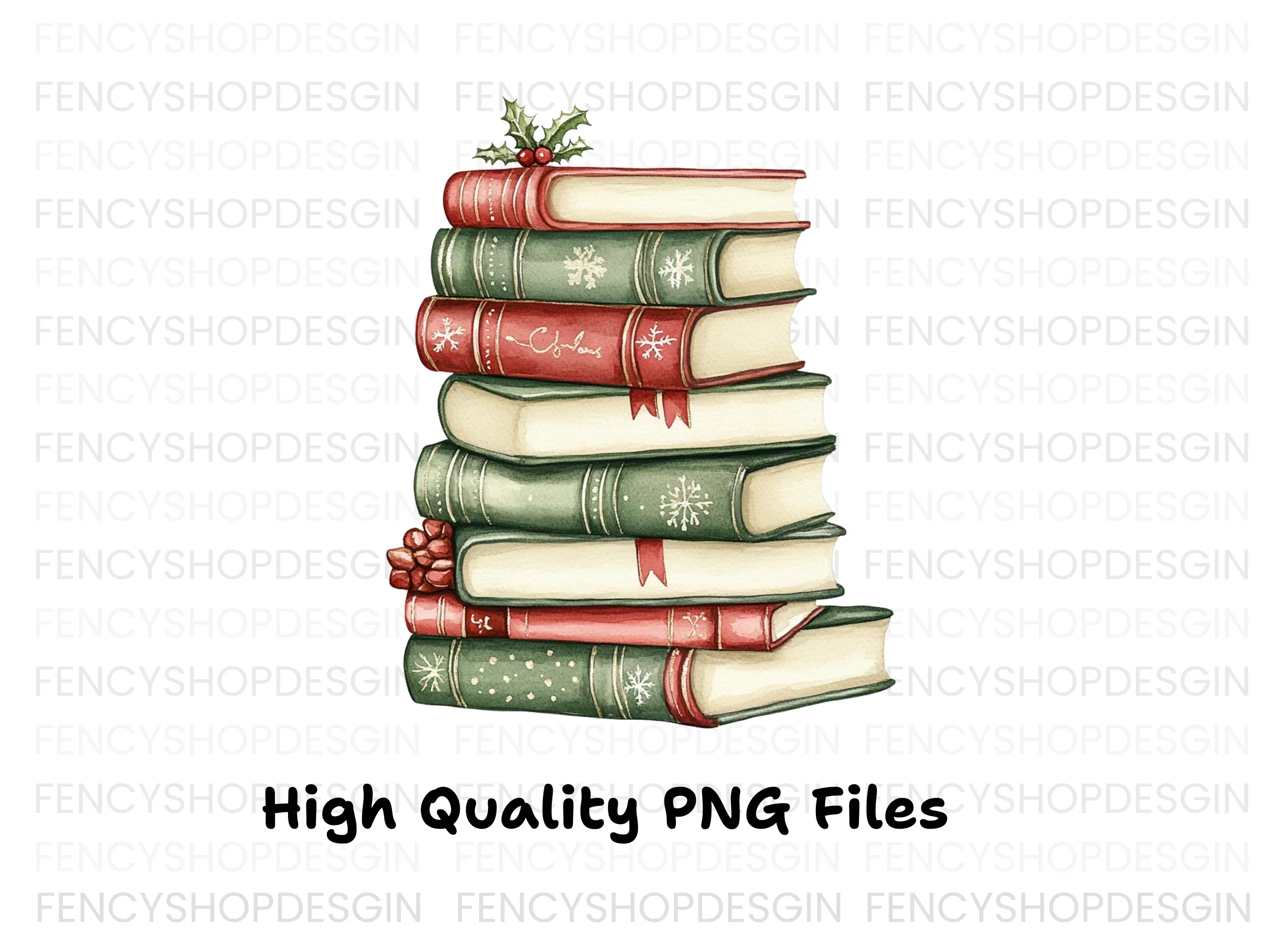 Christmas Books Stack Clipart Bundle - Image 2