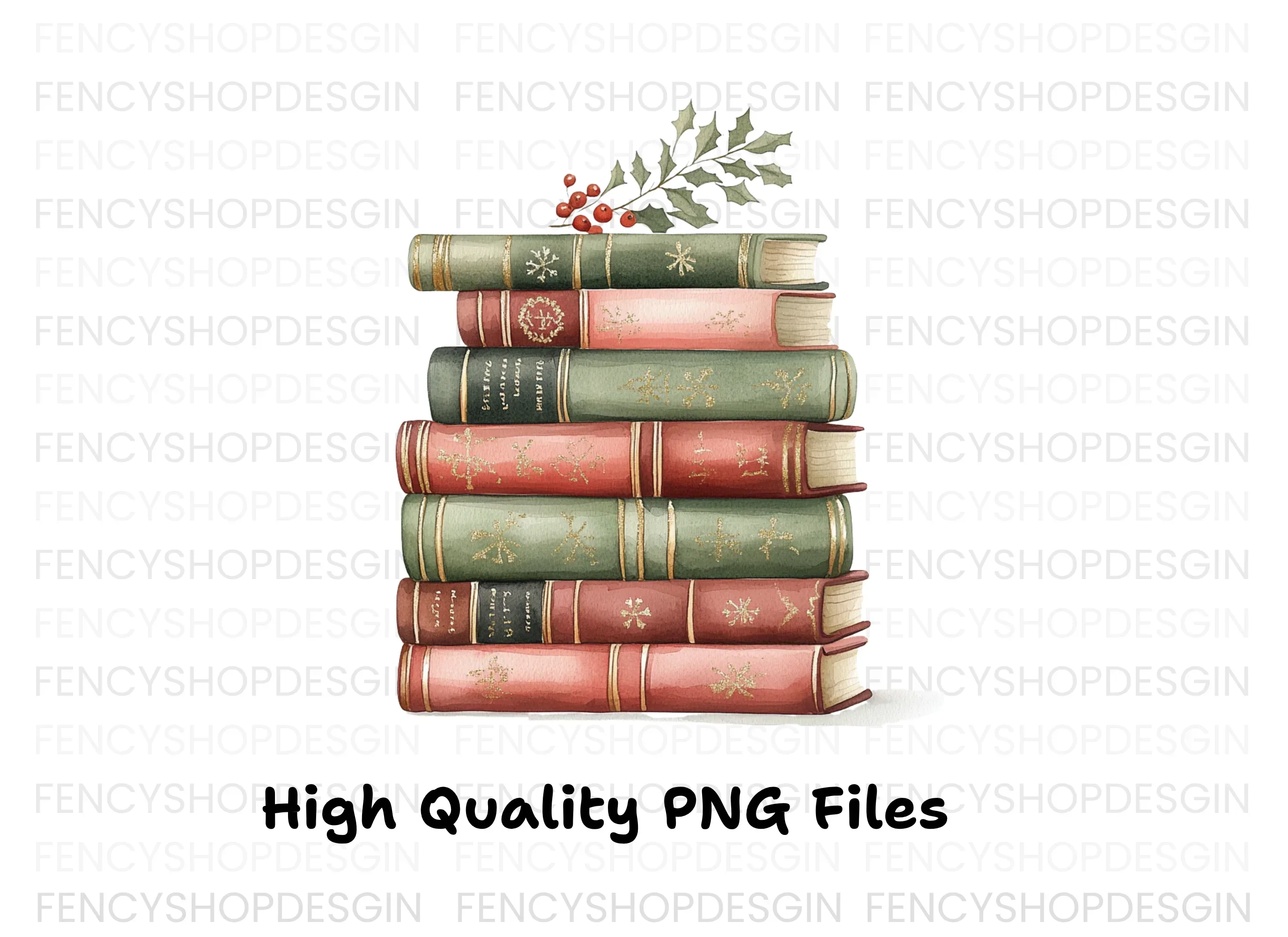 Christmas Books Stack Clipart Bundle - Image 3