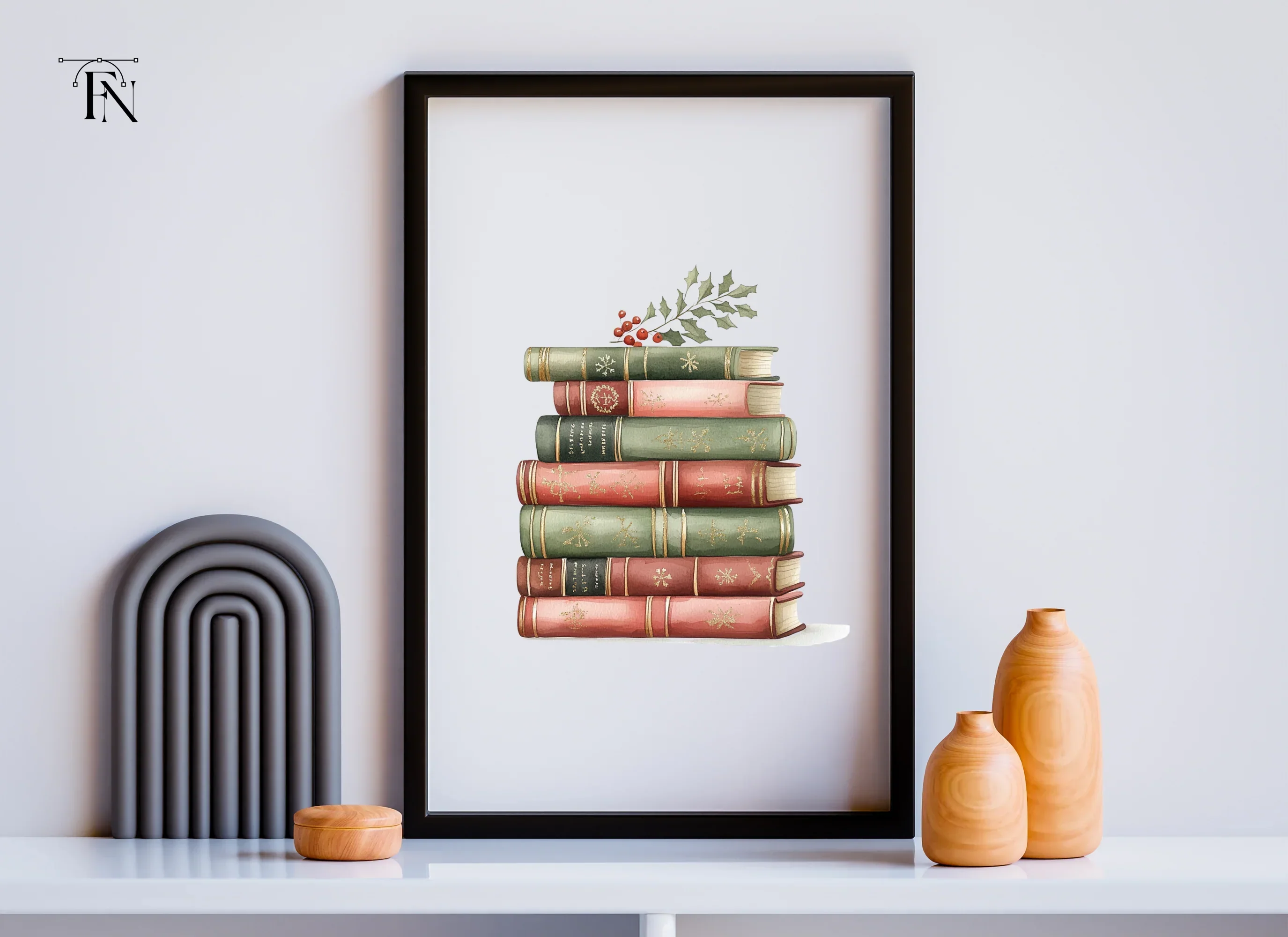 Christmas Books Stack Clipart Bundle - Image 6
