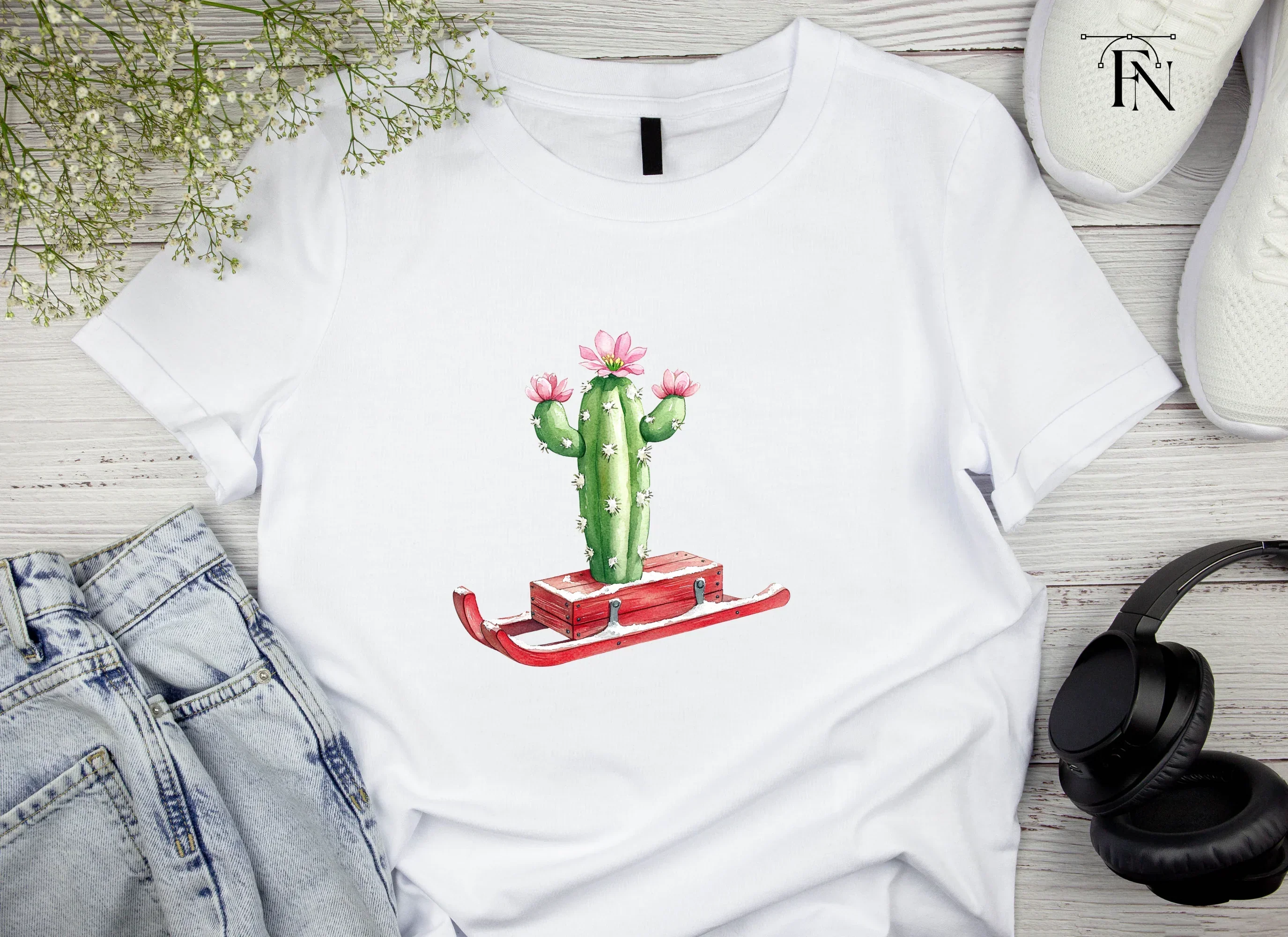 Christmas Cactus Sleigh Clipart Bundle - Image 4