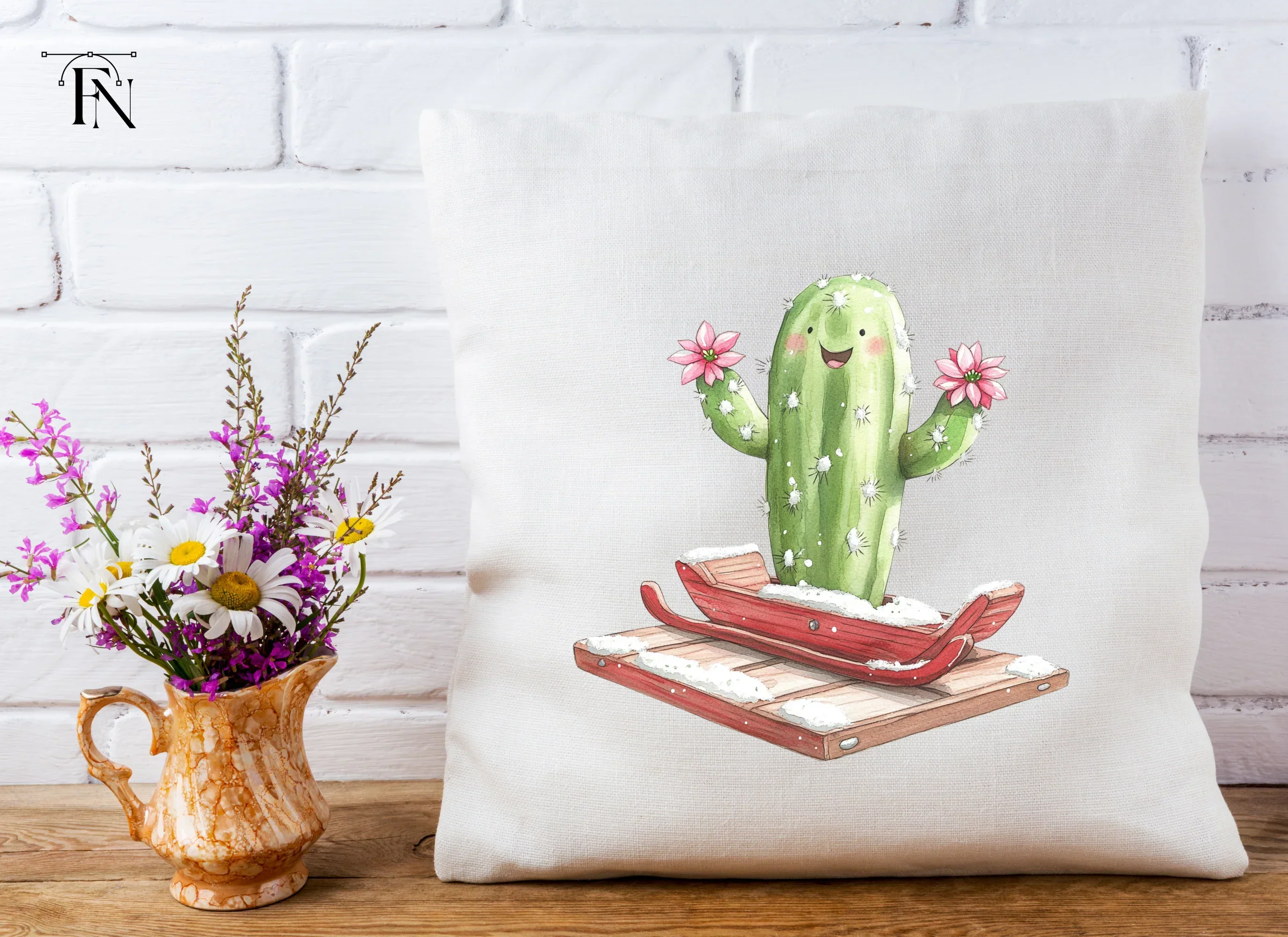 Christmas Cactus Sleigh Clipart Bundle - Image 5