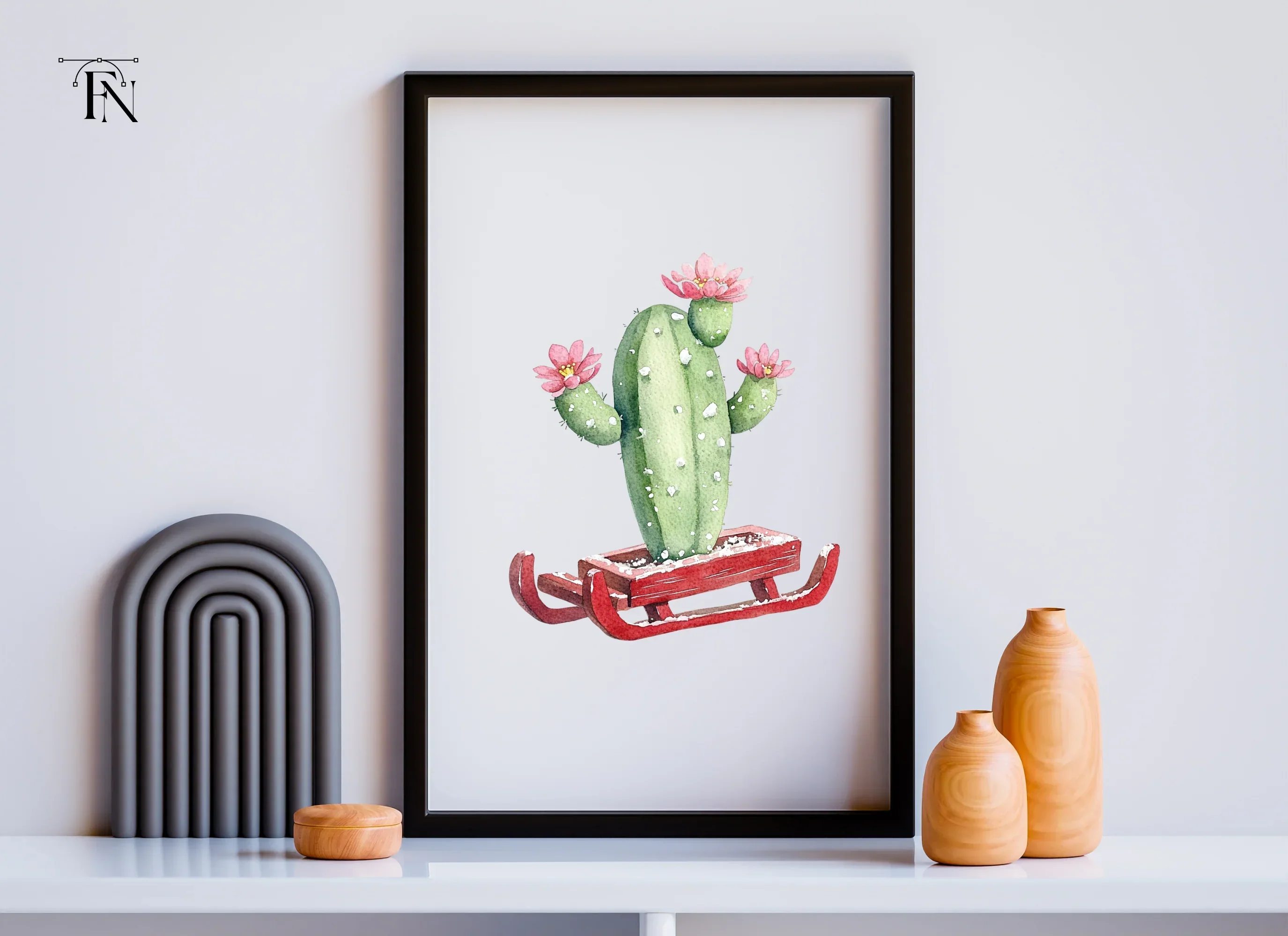 Christmas Cactus Sleigh Clipart Bundle - Image 6