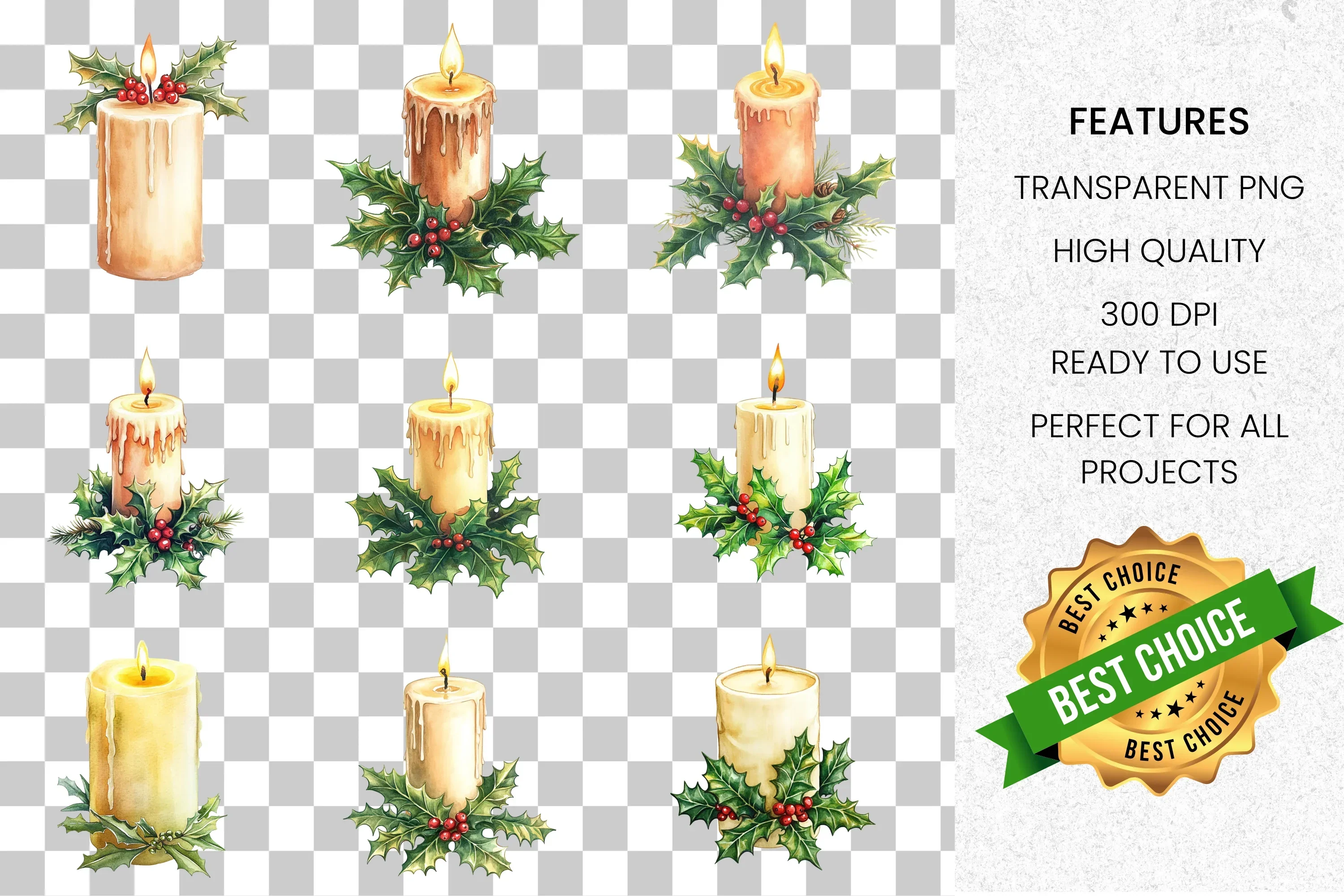 Christmas Candle Clipart Bundle - Image 2