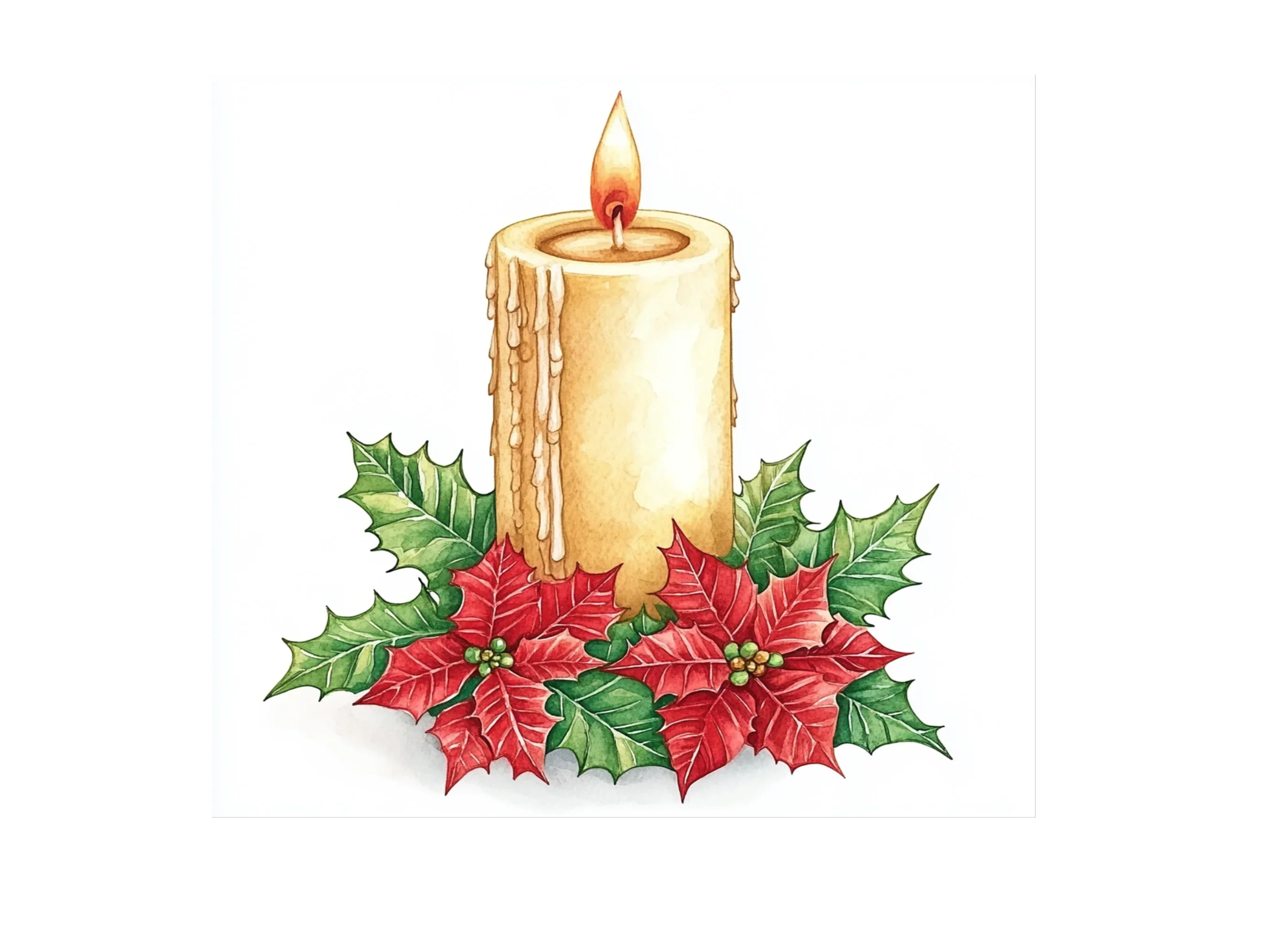 Christmas Candles and Poinsettias Clipart Bundle - Image 3