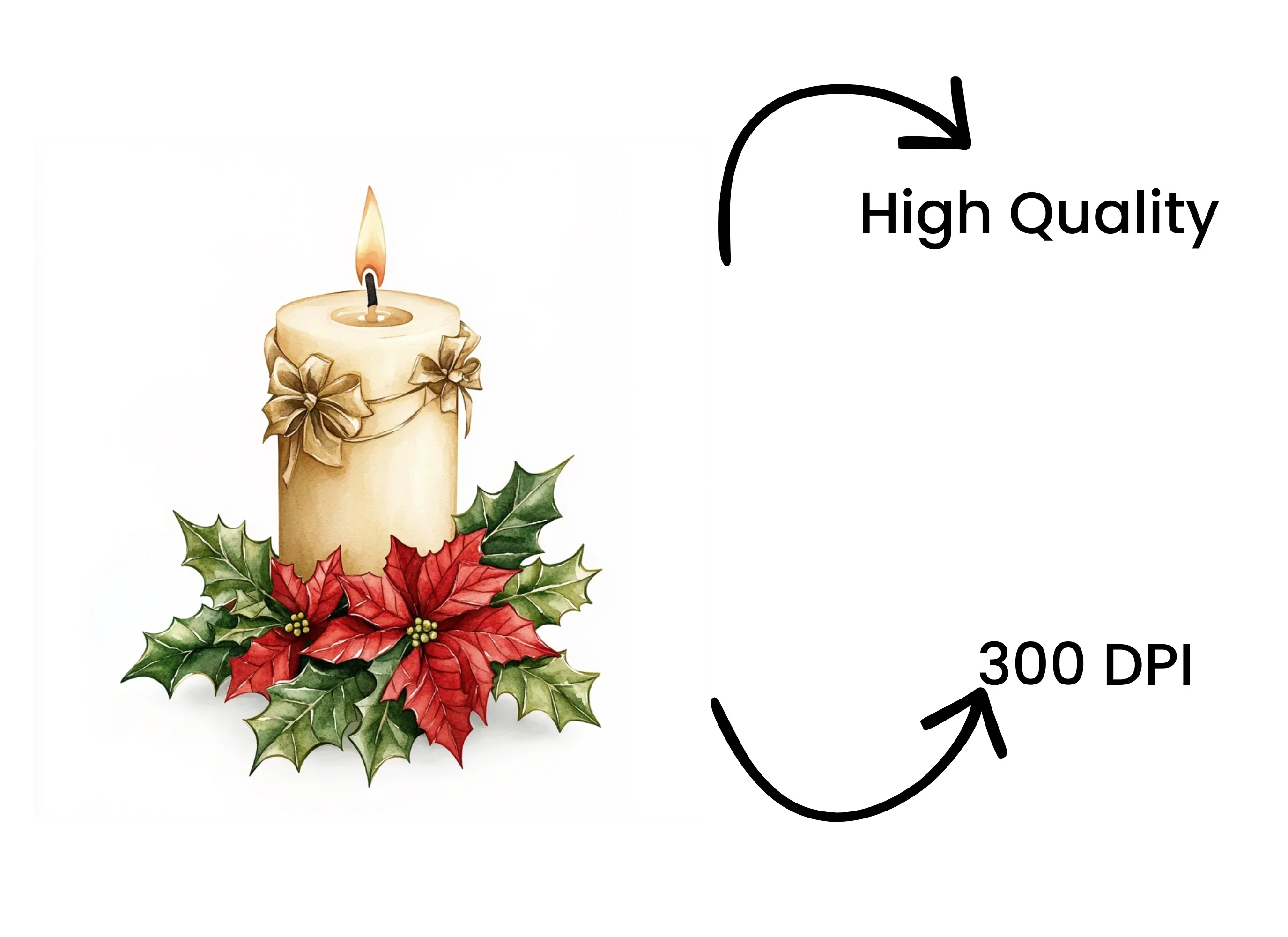 Christmas Candles and Poinsettias Clipart Bundle - Image 4