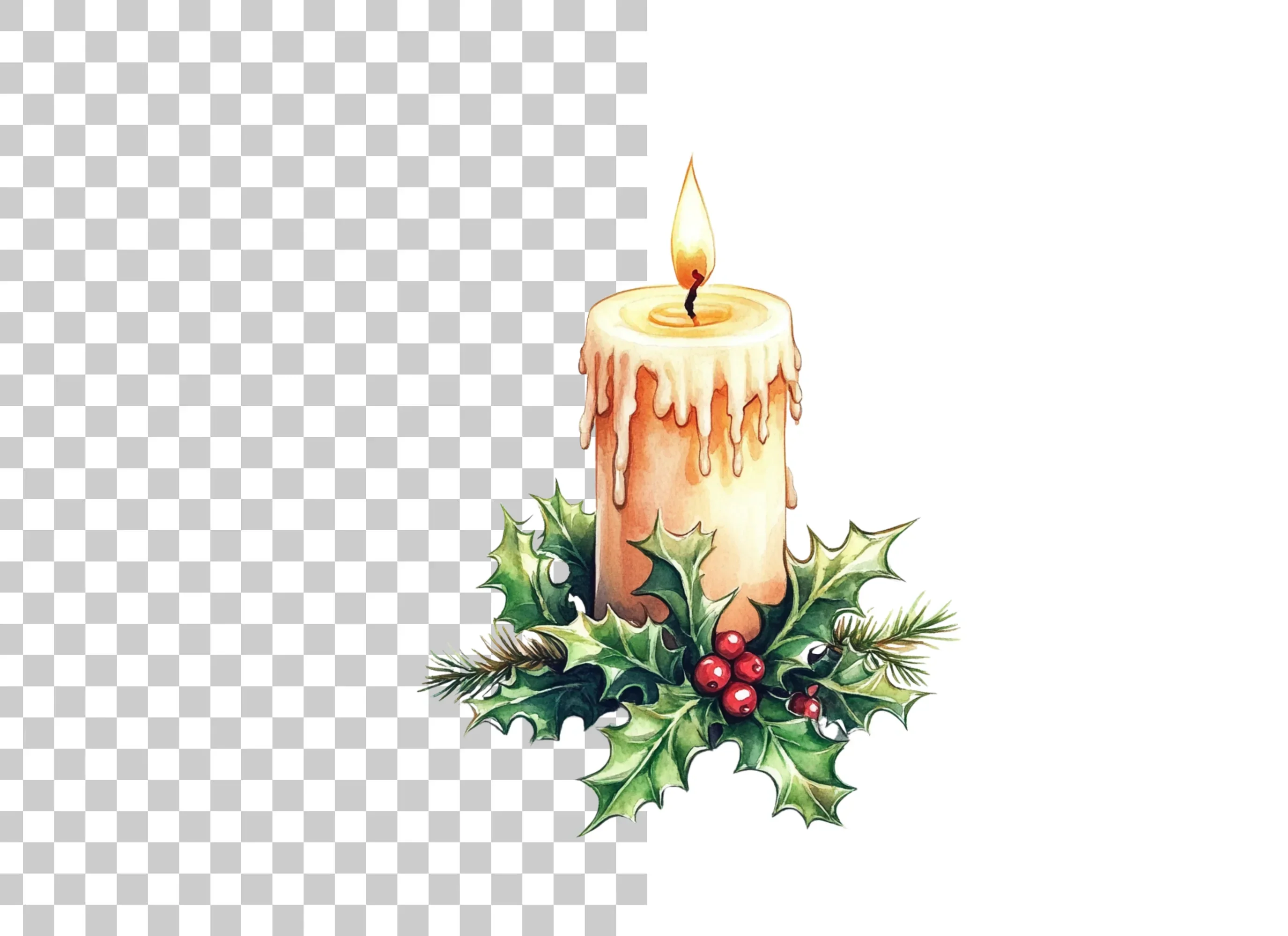 Christmas Candles with Holly Clipart Bundle - Image 2