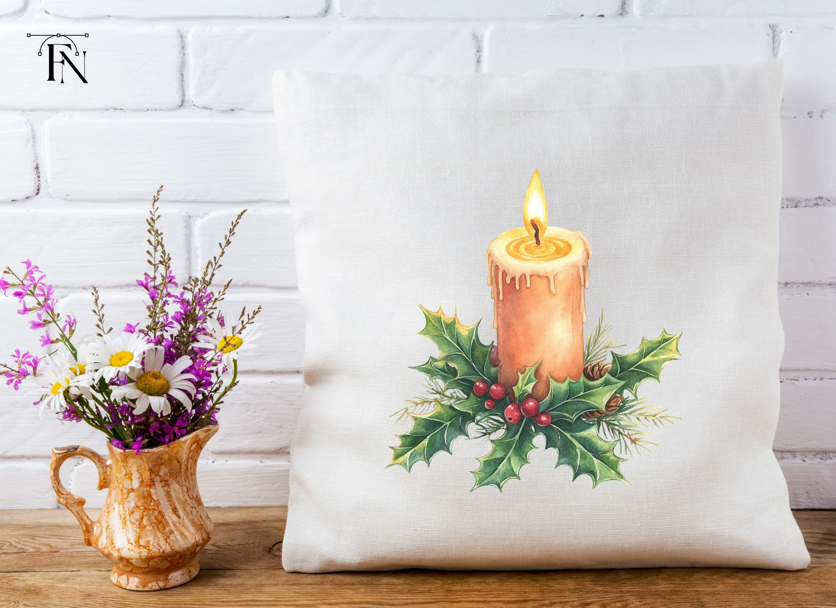 Christmas Candles with Holly Clipart Bundle - Image 5