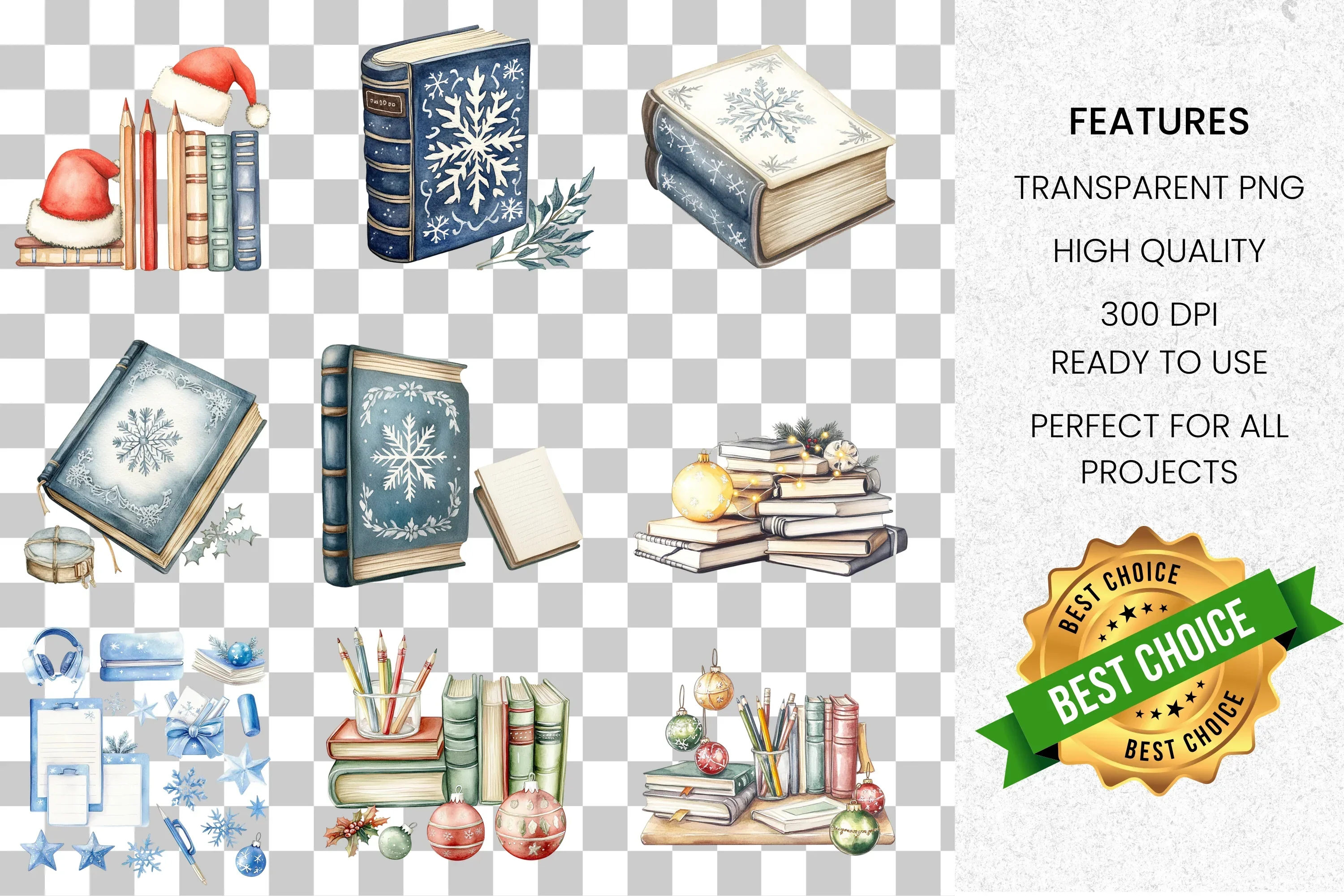 Christmas Candy Cane Book Clipart Bundle - Image 2