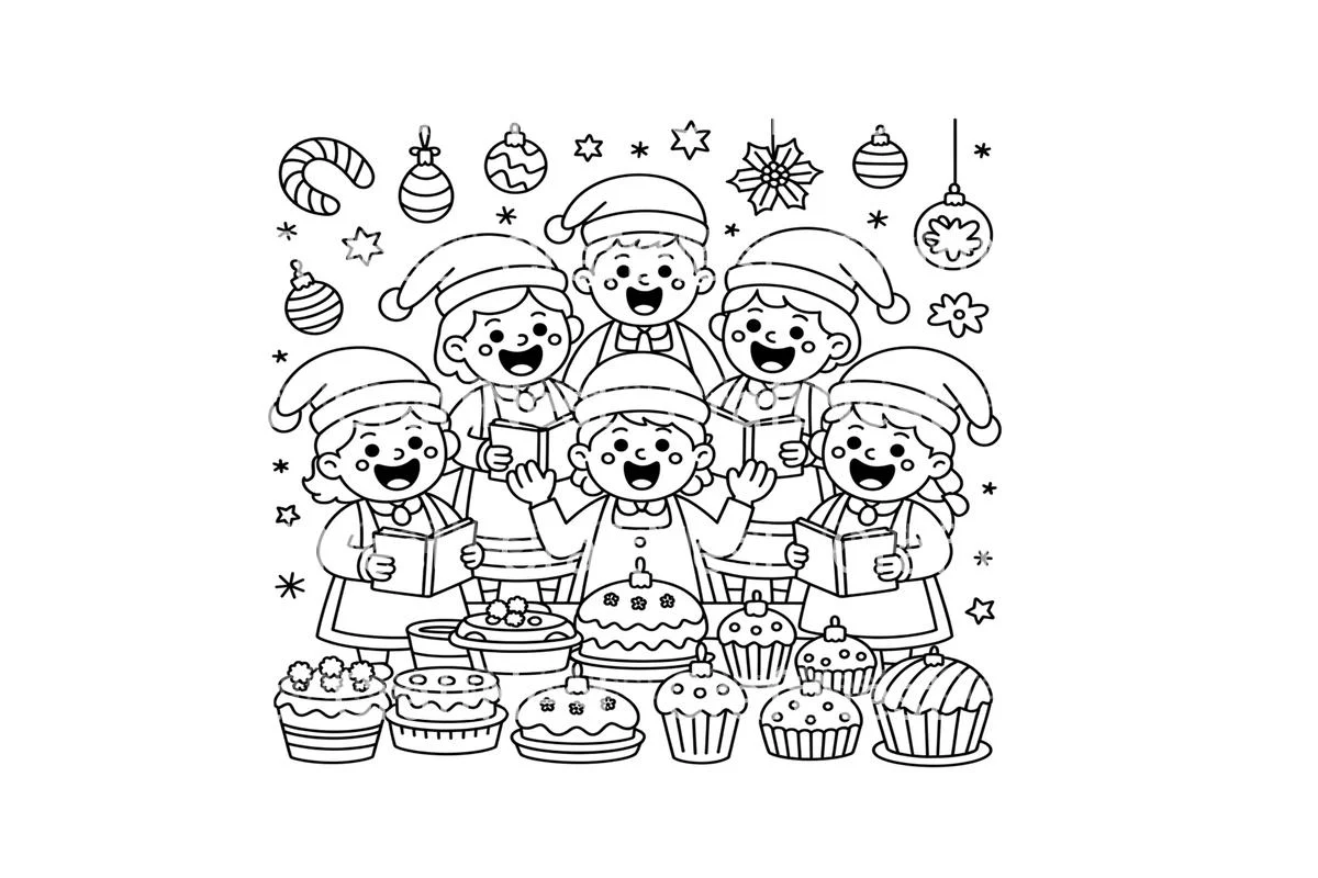 Christmas Carolers and Bakers Coloring Books - Image 2