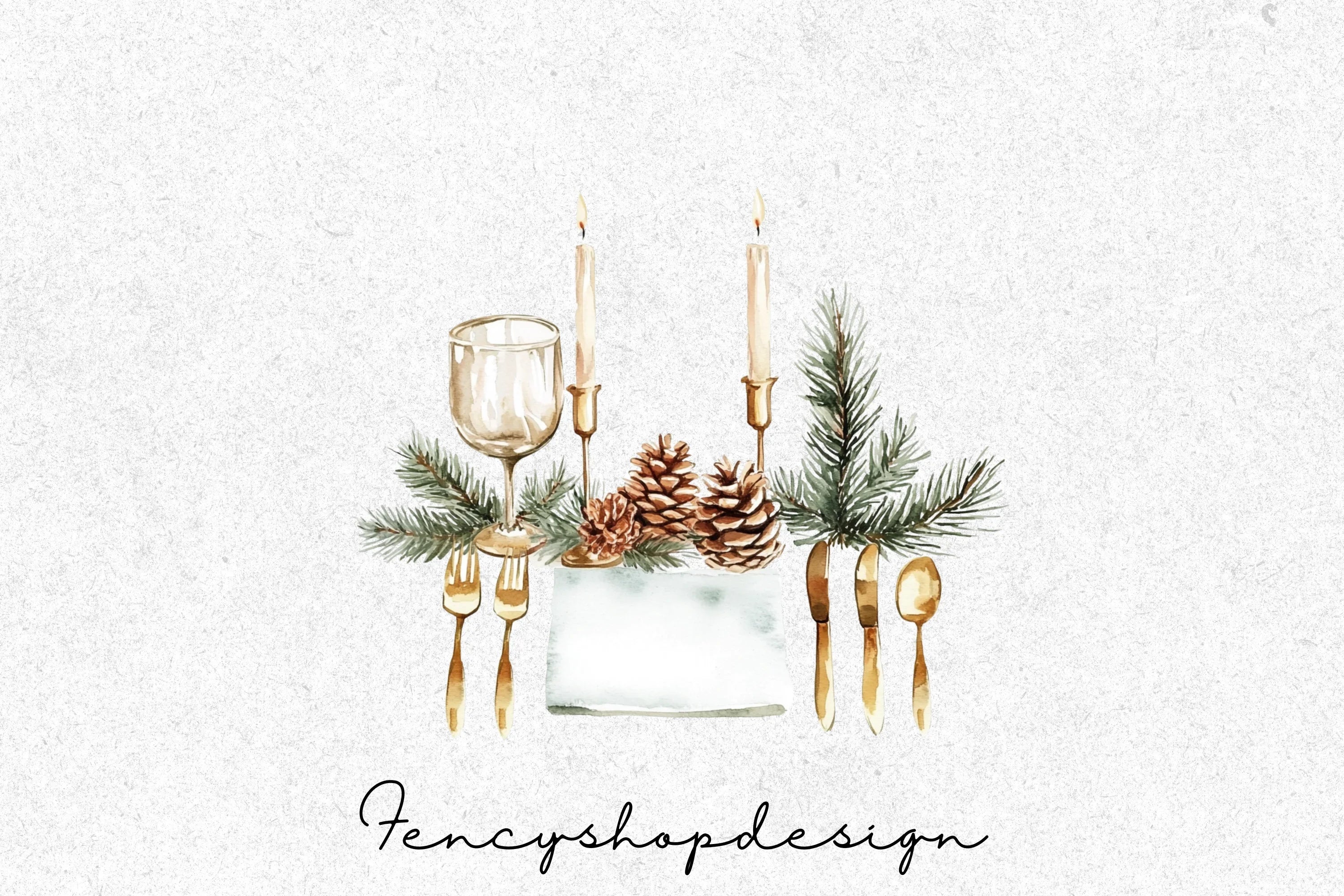 Christmas Dinner Table Setting Clipart Bundle - Image 8