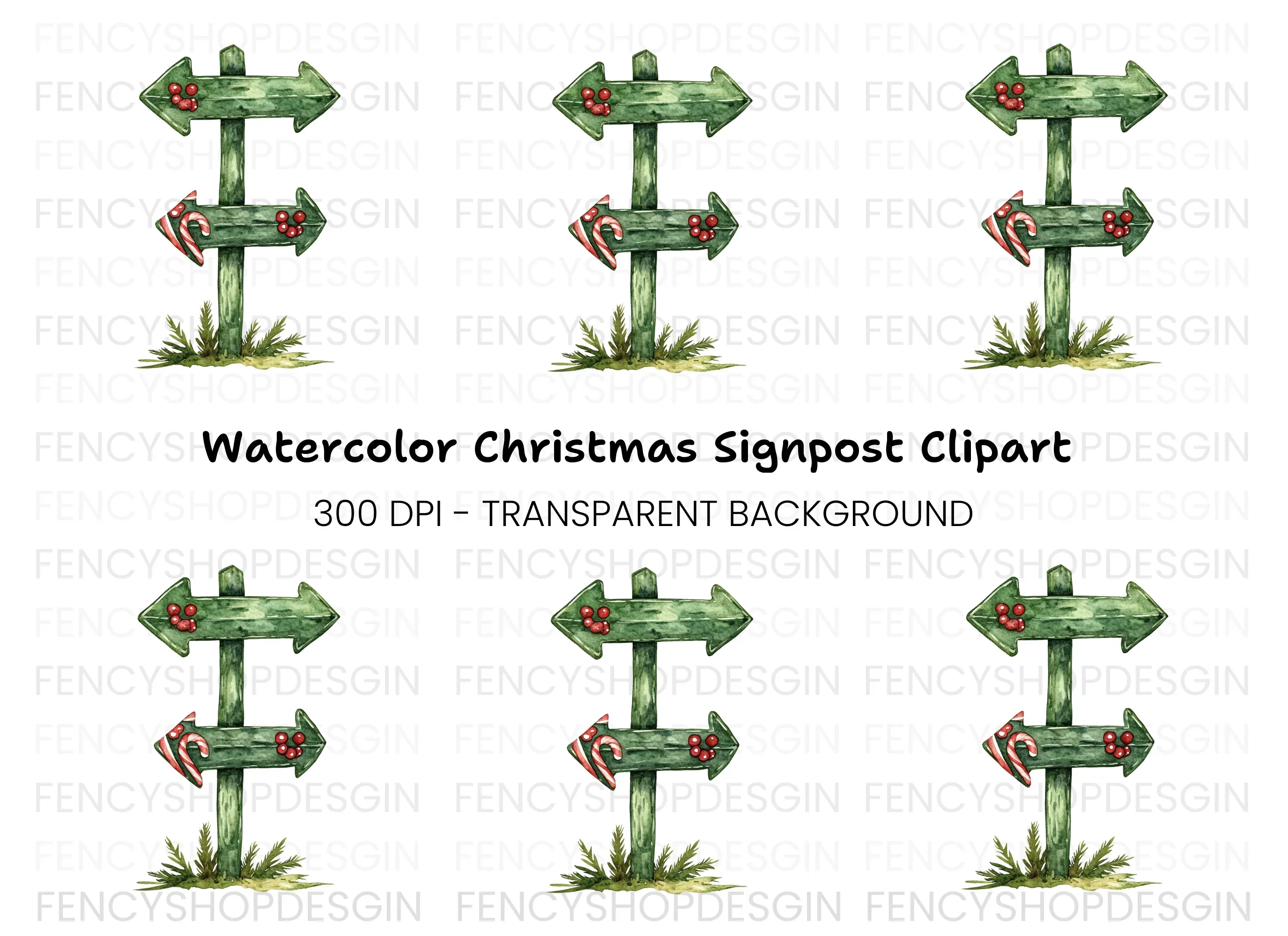 Christmas Direction Sign Clipart Bundle