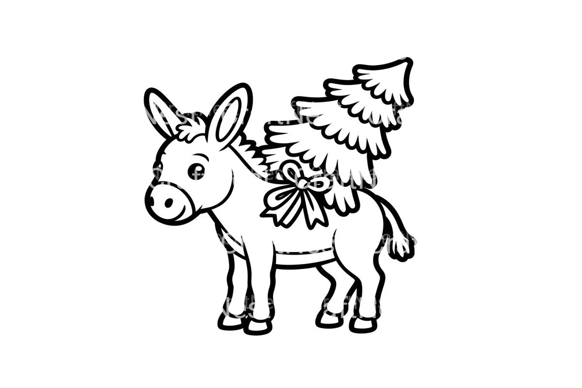 Christmas Donkey with Tree Coloring Books - Image 2