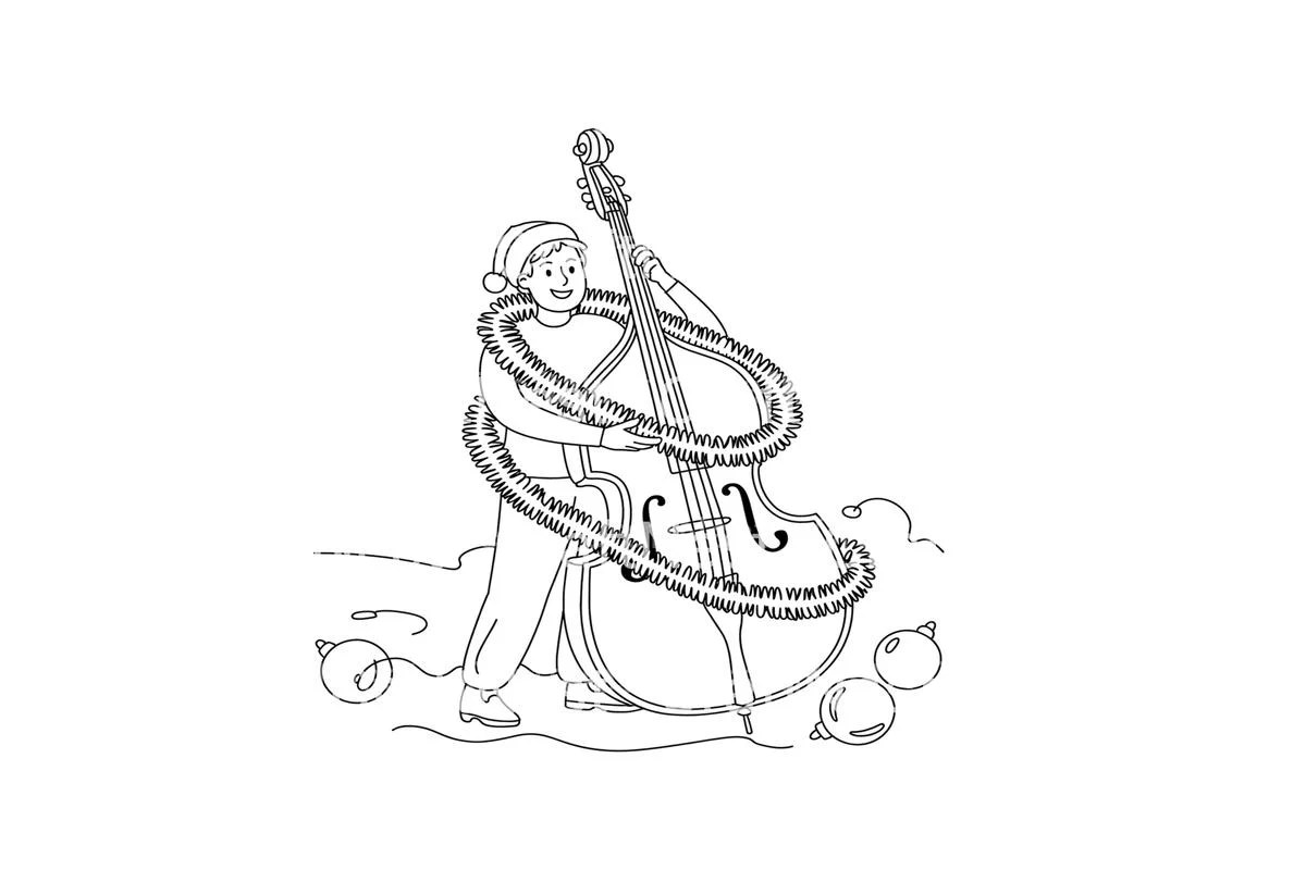 Christmas Double Bass Player Coloring Books - Image 2
