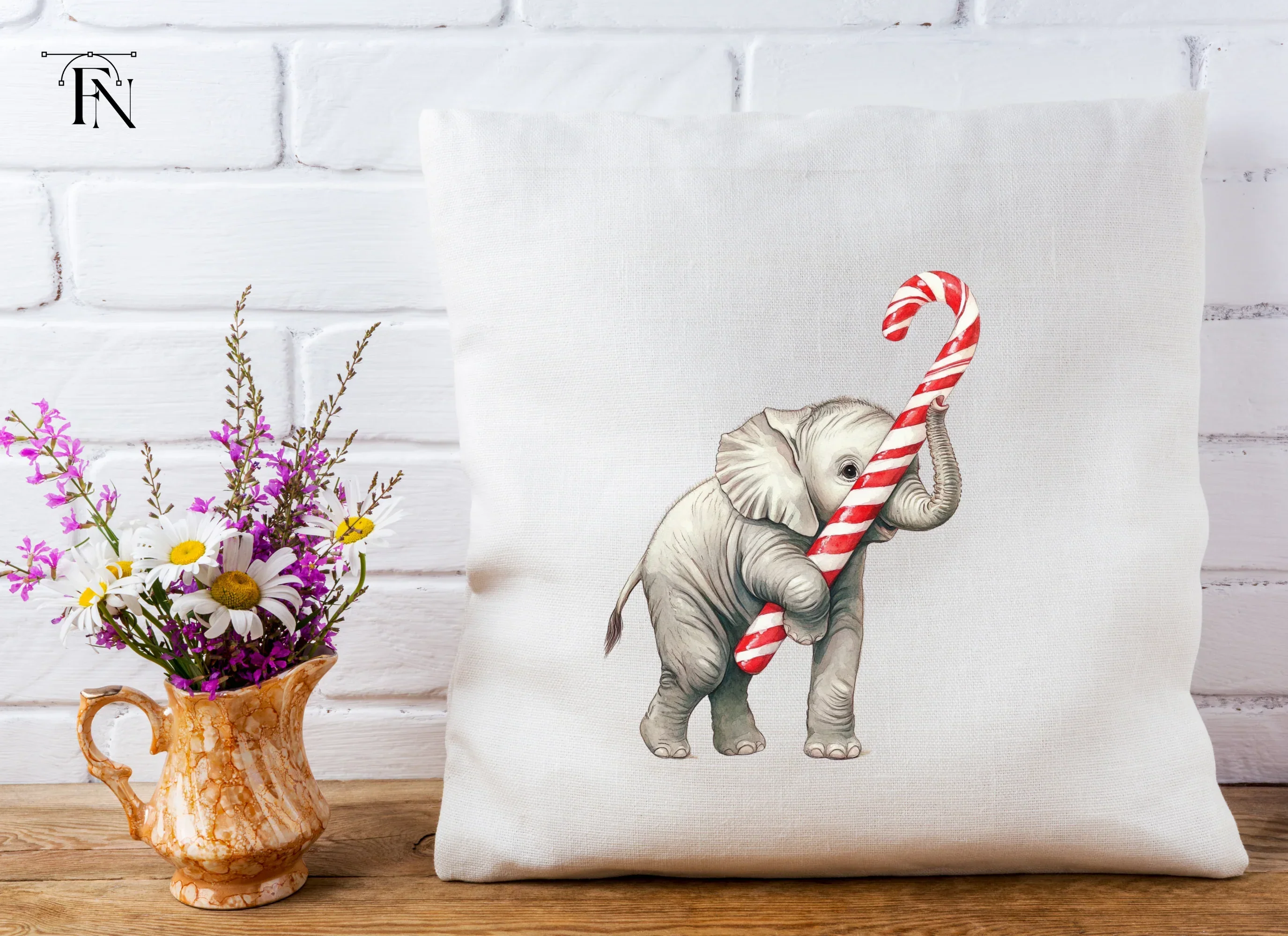 Christmas Elephant with Candy Cane Clipart Bundle - Image 4